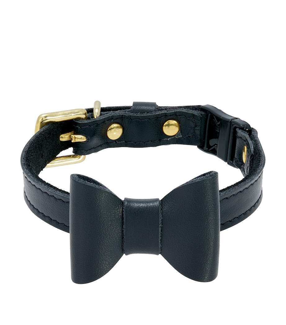 Small Leather Wonderland Cat Collar BLACK Image 2
