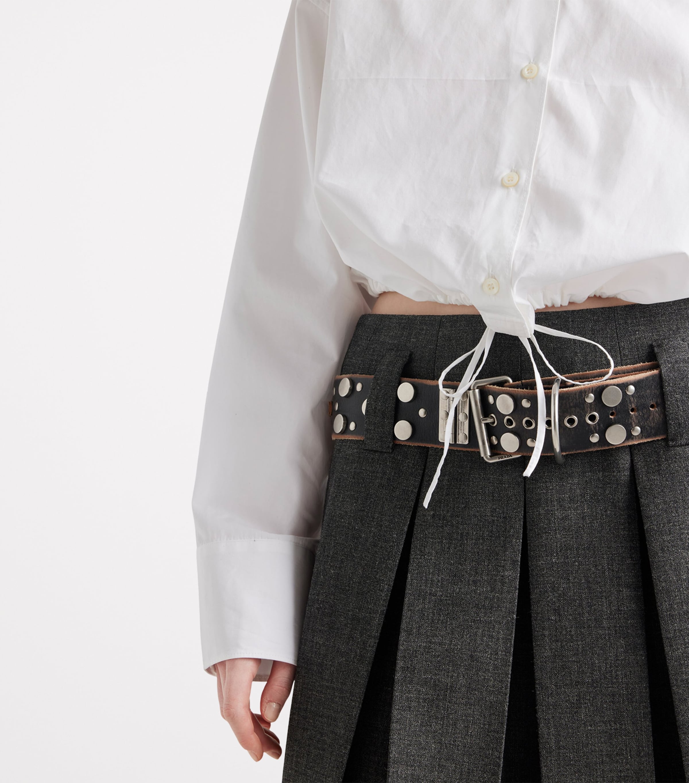 Prada Womens Cotton Poplin Cropped Shirt Image 3