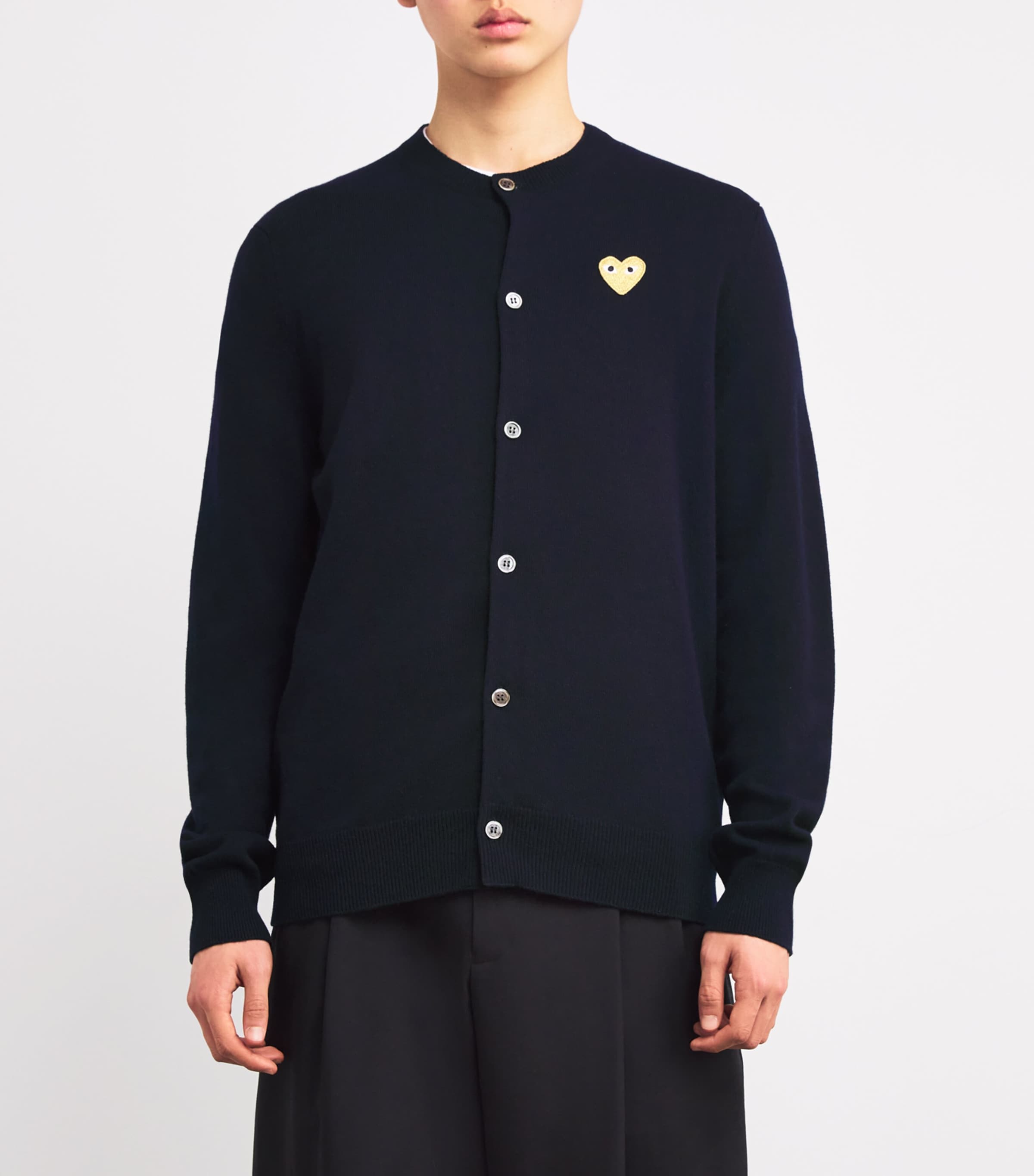 Comme Des Garçons Play Mens Wool Heart Cardigan Navy Image 3