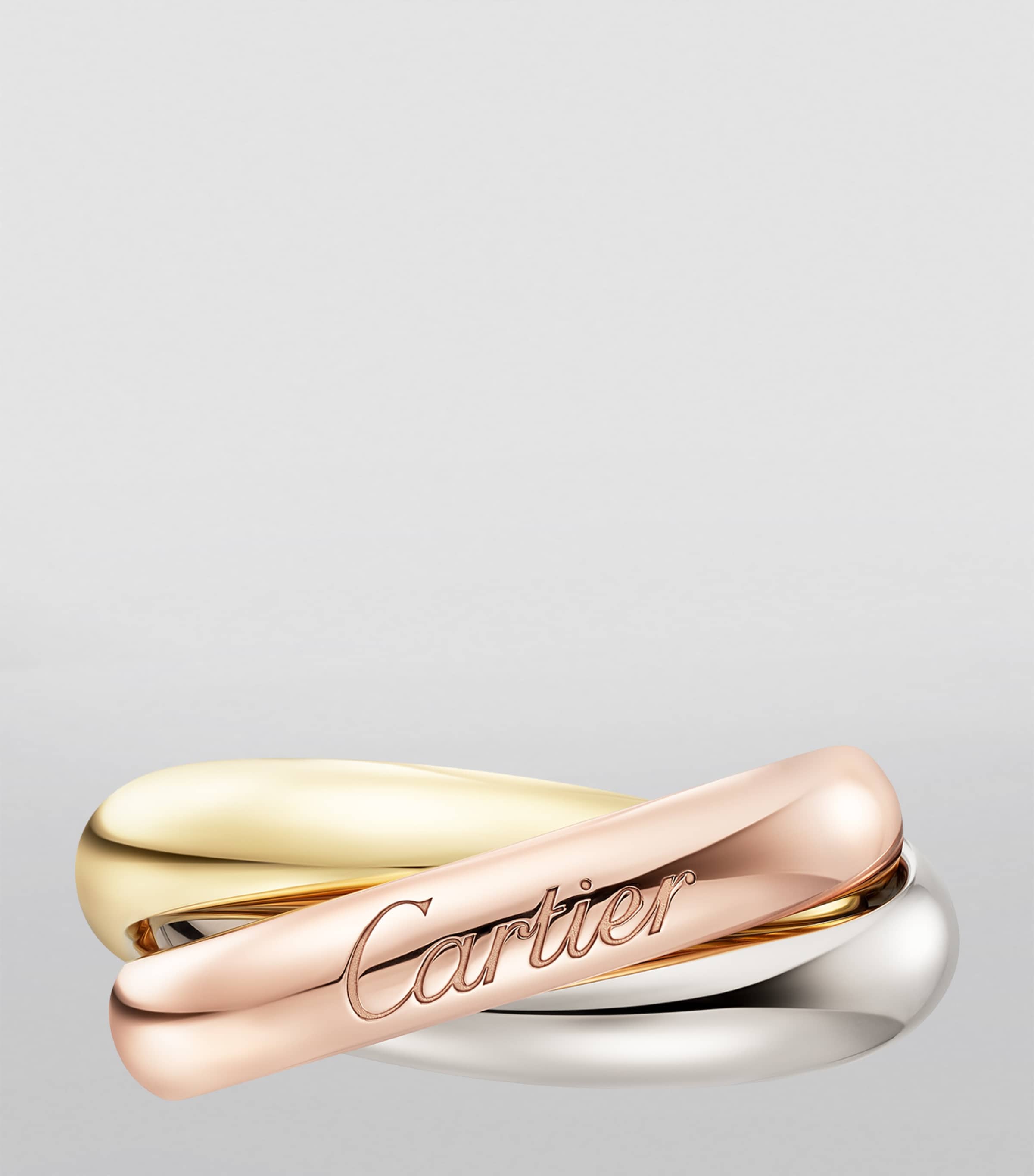 Large White, Rose and Yellow Gold Trinity Ring MIXED GOLD Image 3