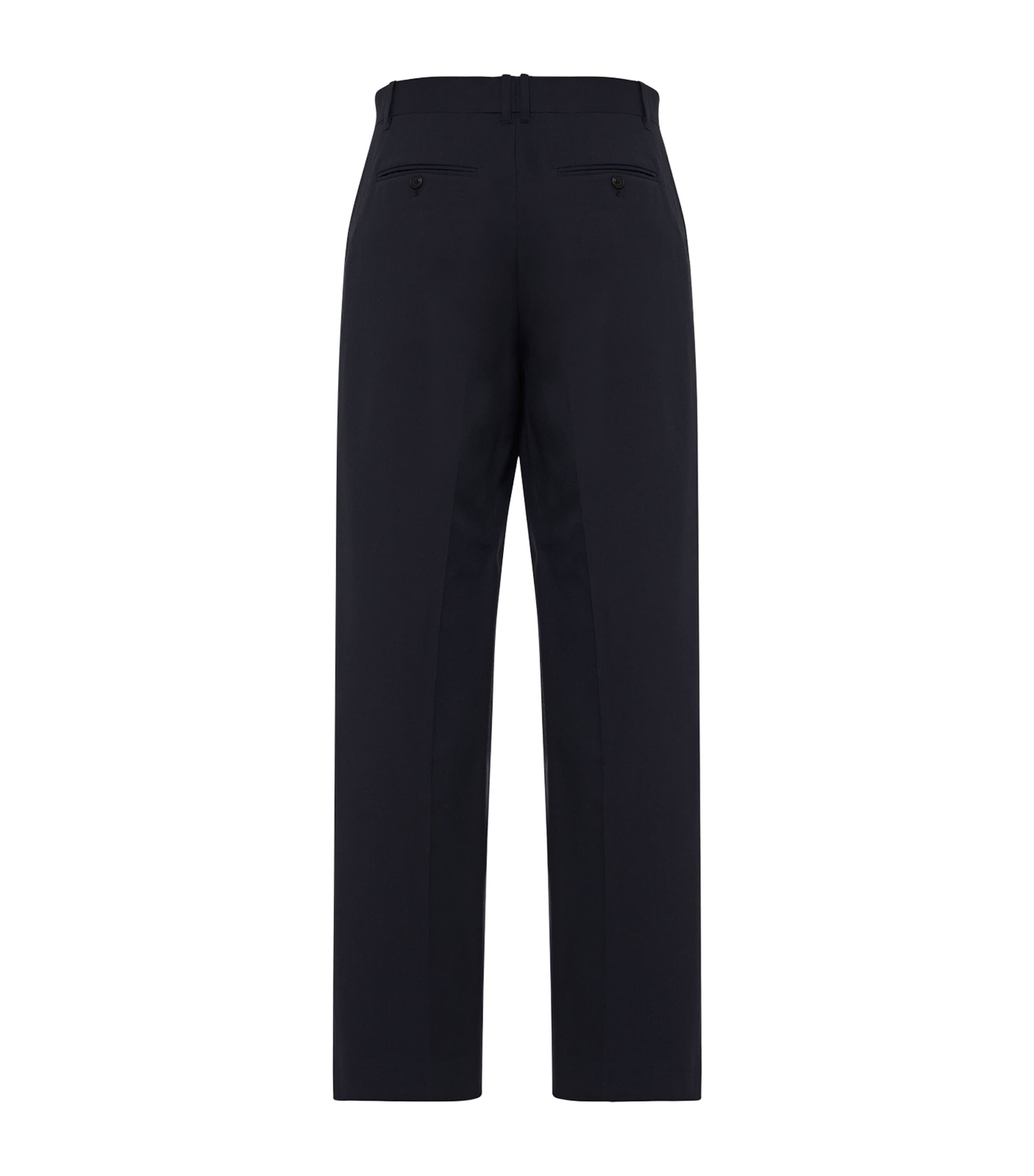 The Row Navy Marcello Wool Straight Trousers | Harrods US