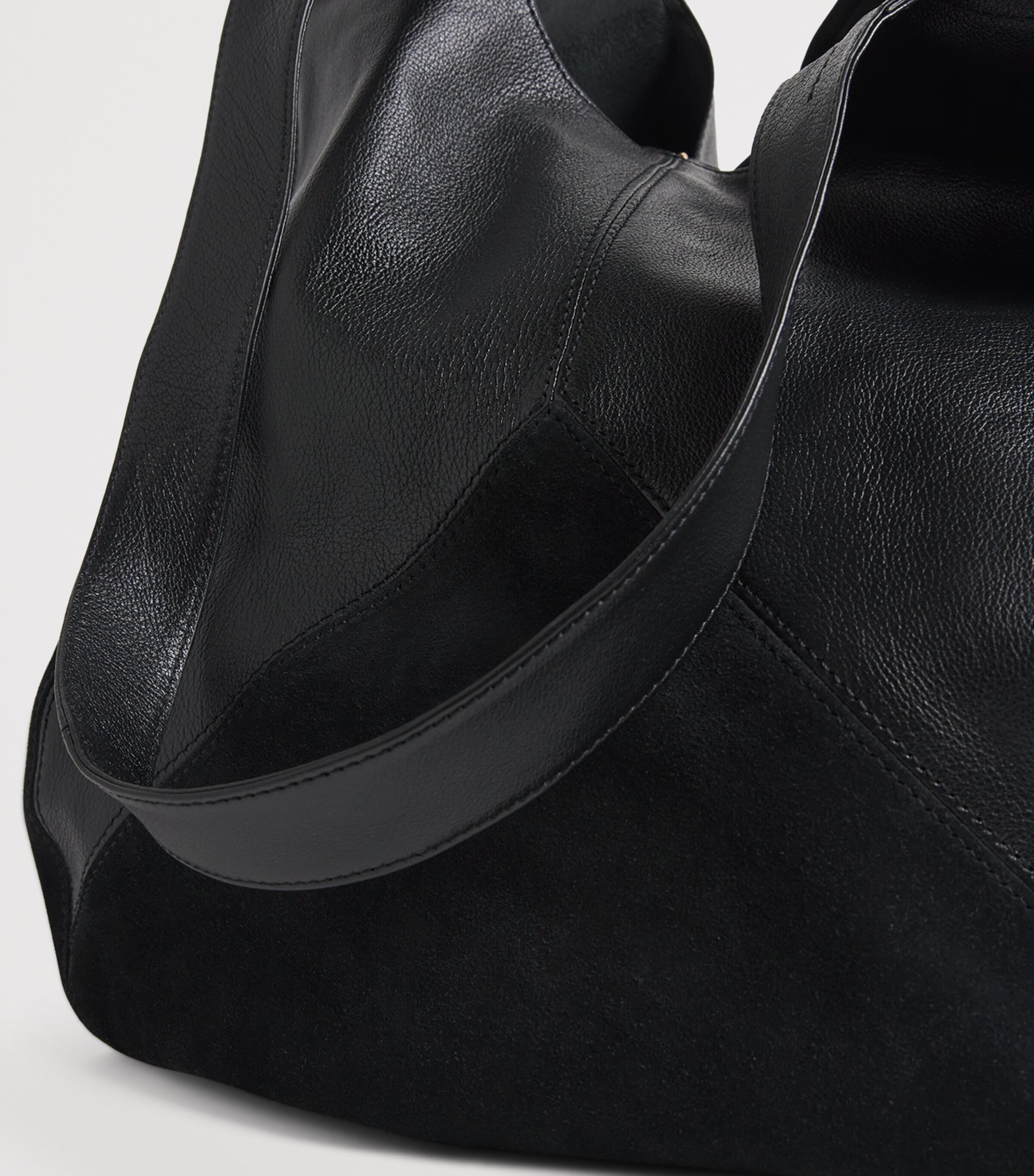 Panelled Calfskin Balloon Tote Bag BLACK Image 4