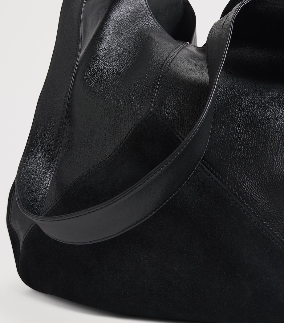 Panelled Calfskin Balloon Tote Bag BLACK Image 4