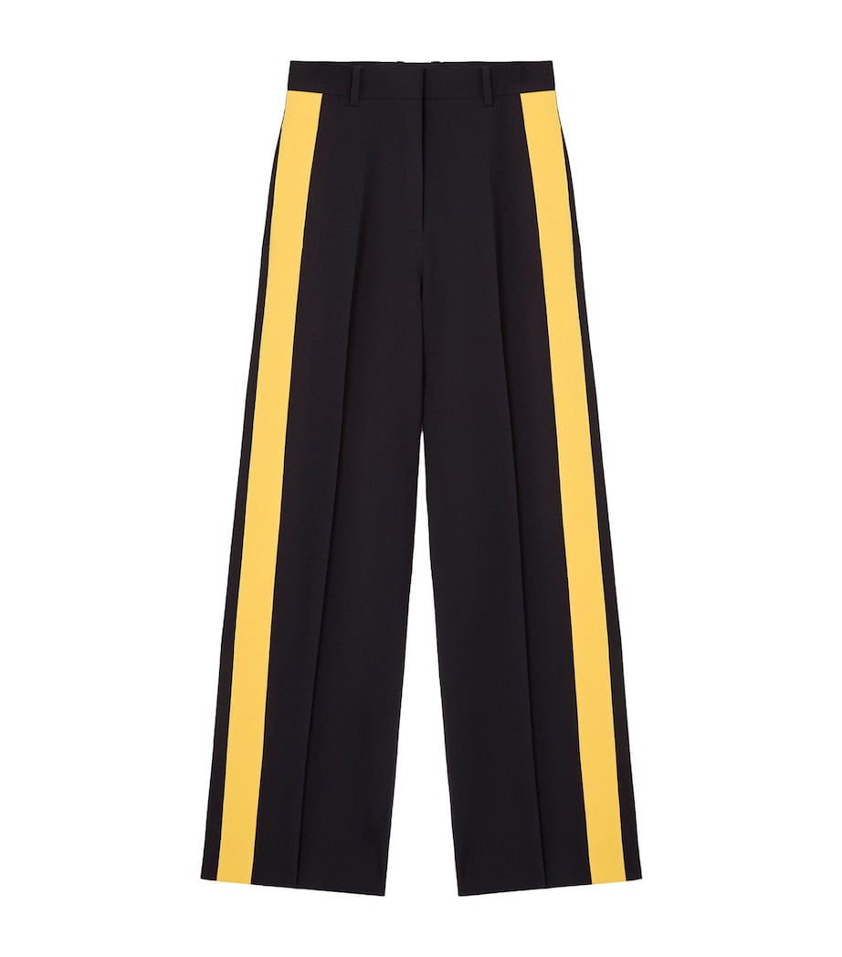 LOEWE Womens Tape-Trim Tailored Trousers Navy/yellow Image 1