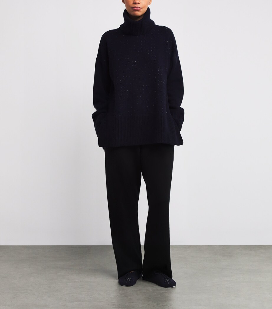 Cashmere Crystal-Embellished Dolly Slippers MIDNIGHT/DARK I Image 6