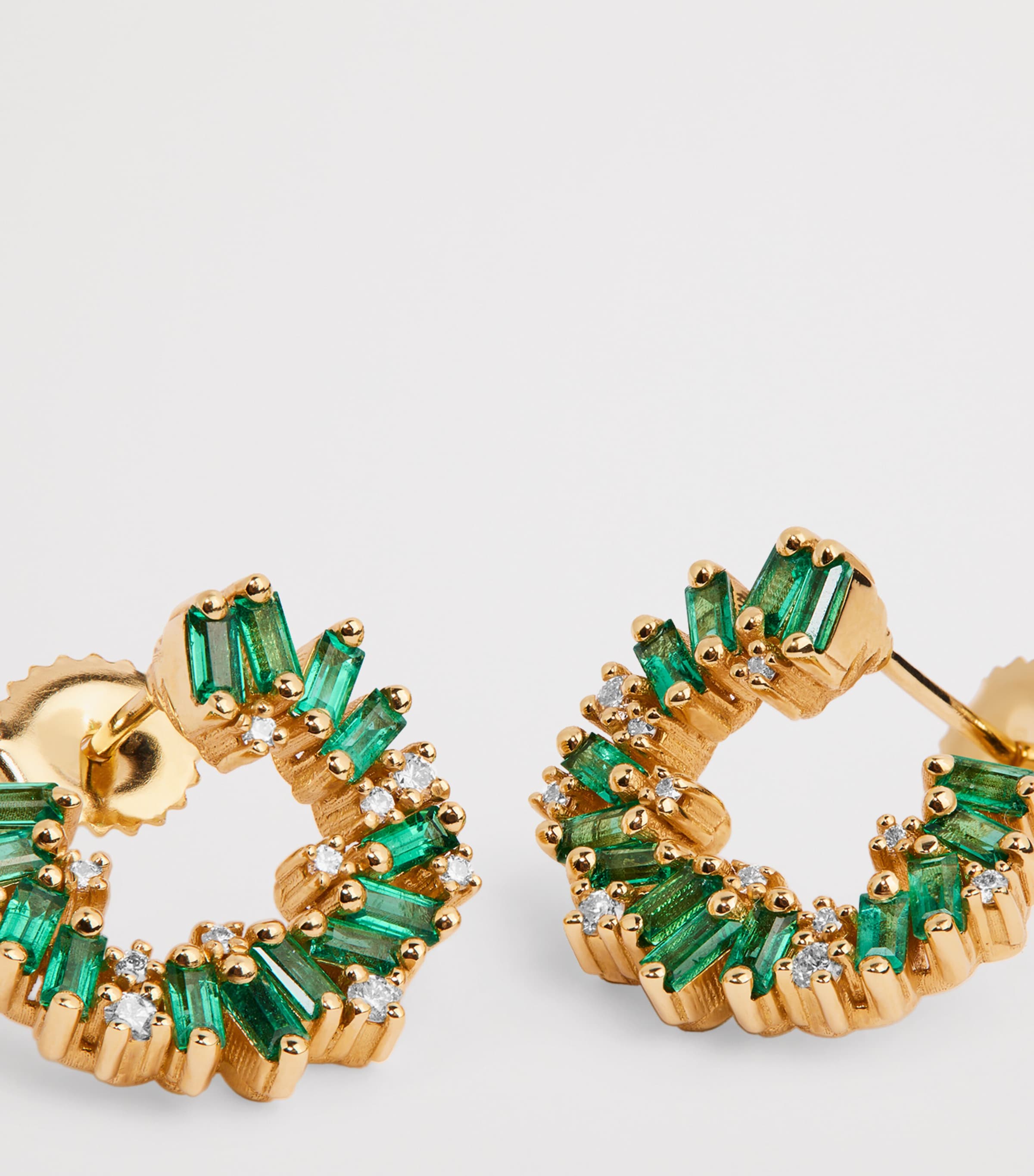 Yellow Gold, Emerald and Diamond Frenzy Spiral Earrings 18K YG/EMER Image 5