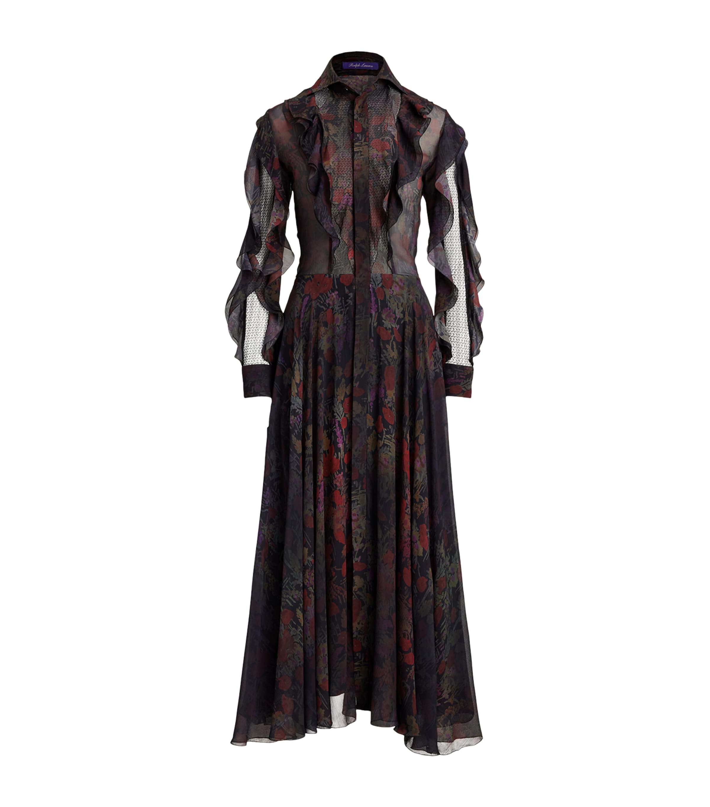 Silk Melony Midi Dress BLACK/CRIMSON MULTI Image 1