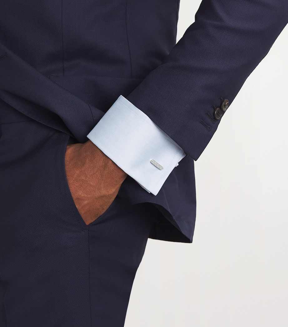 Sterling Silver and Diamond Baton Cufflinks SILVER Image 5