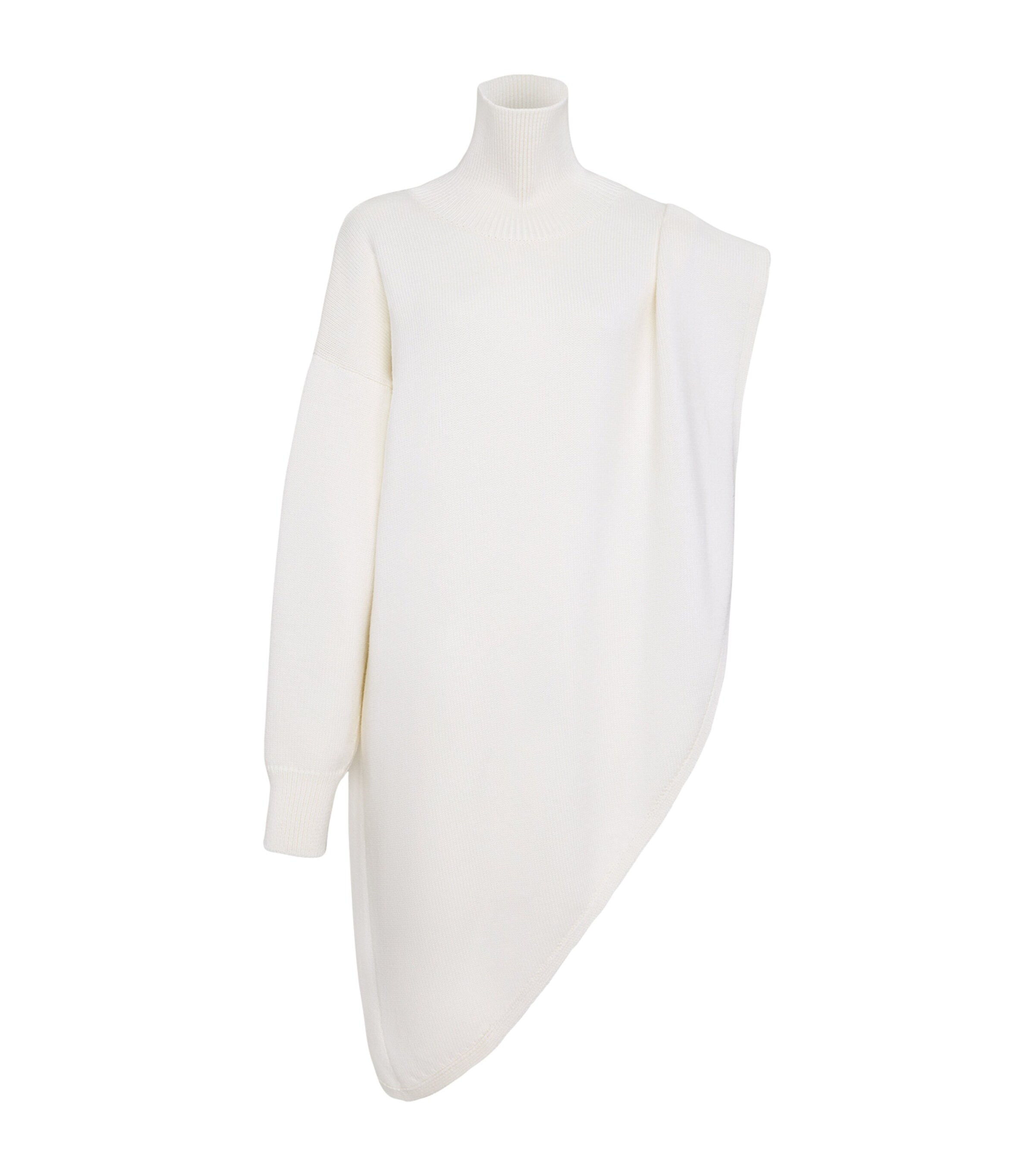 ALAÏA WOOL ASYMMETRIC CAPE SWEATER 