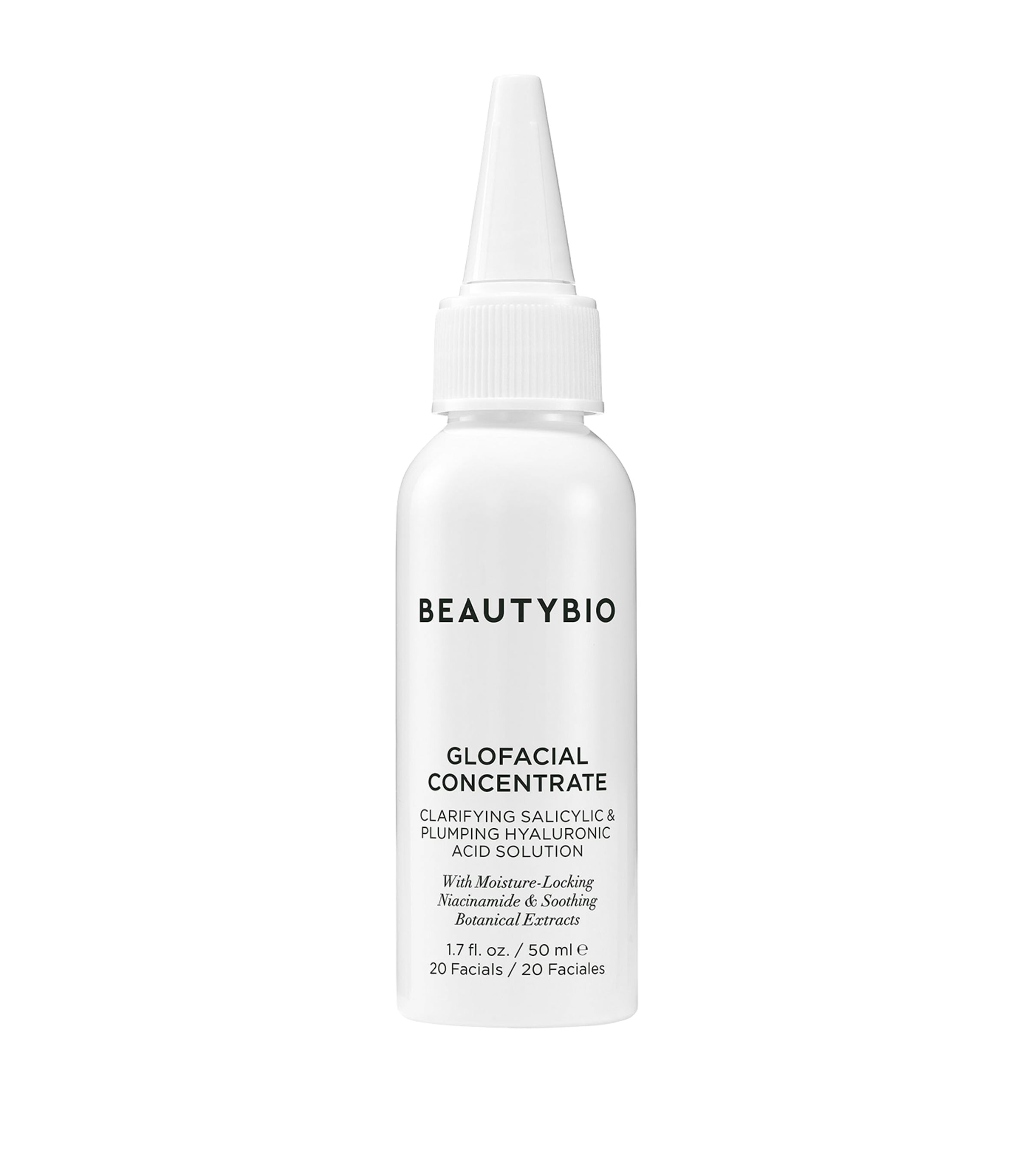 Beautybio Glofacial Concentrate Clarifying Salicylic & Plumping Hyaluronic Acid Solution In White