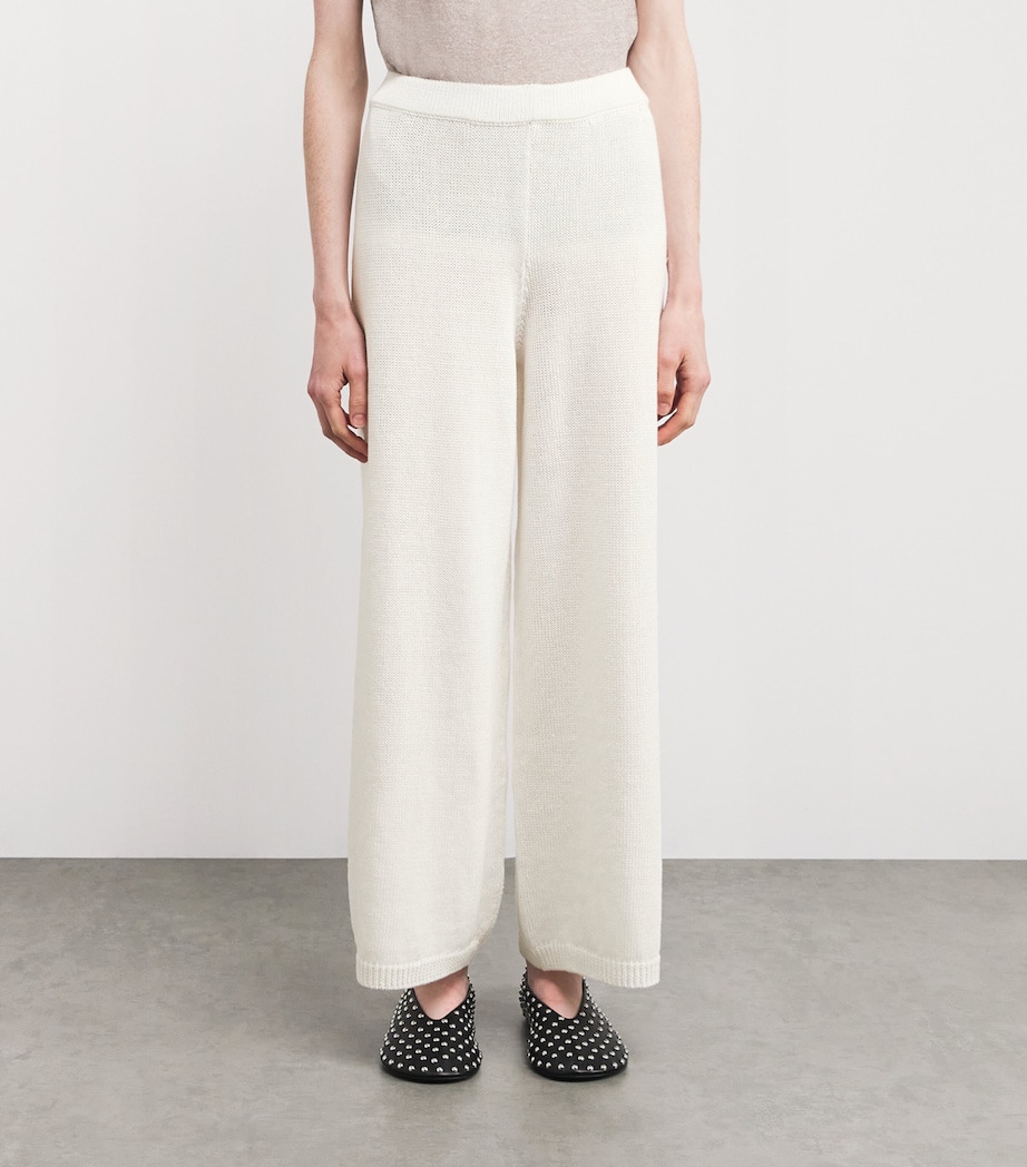 Iris Von Arnim Womens Knitted Payten Wide-Leg Trousers Off White Image 3