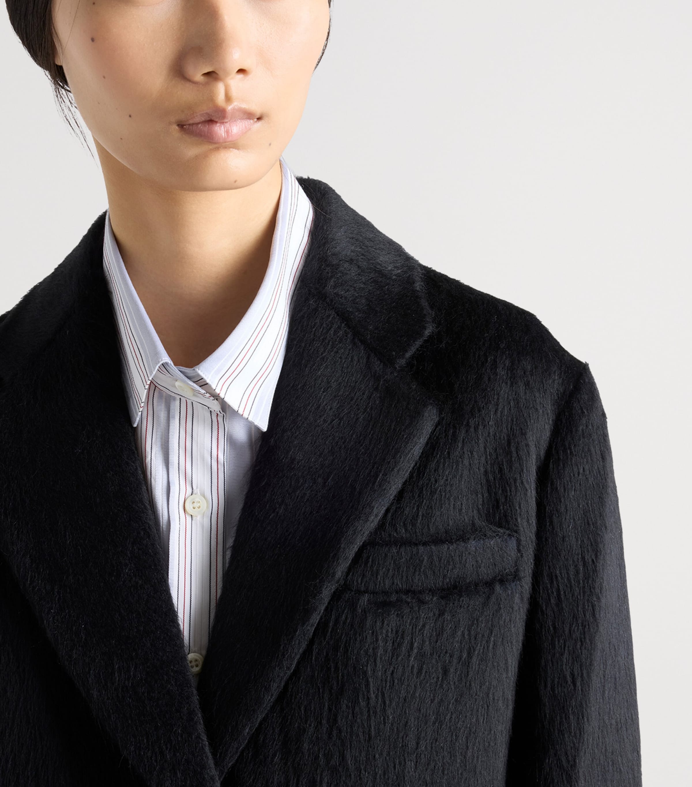 Velour Single-Breasted Coat F0008 Image 6