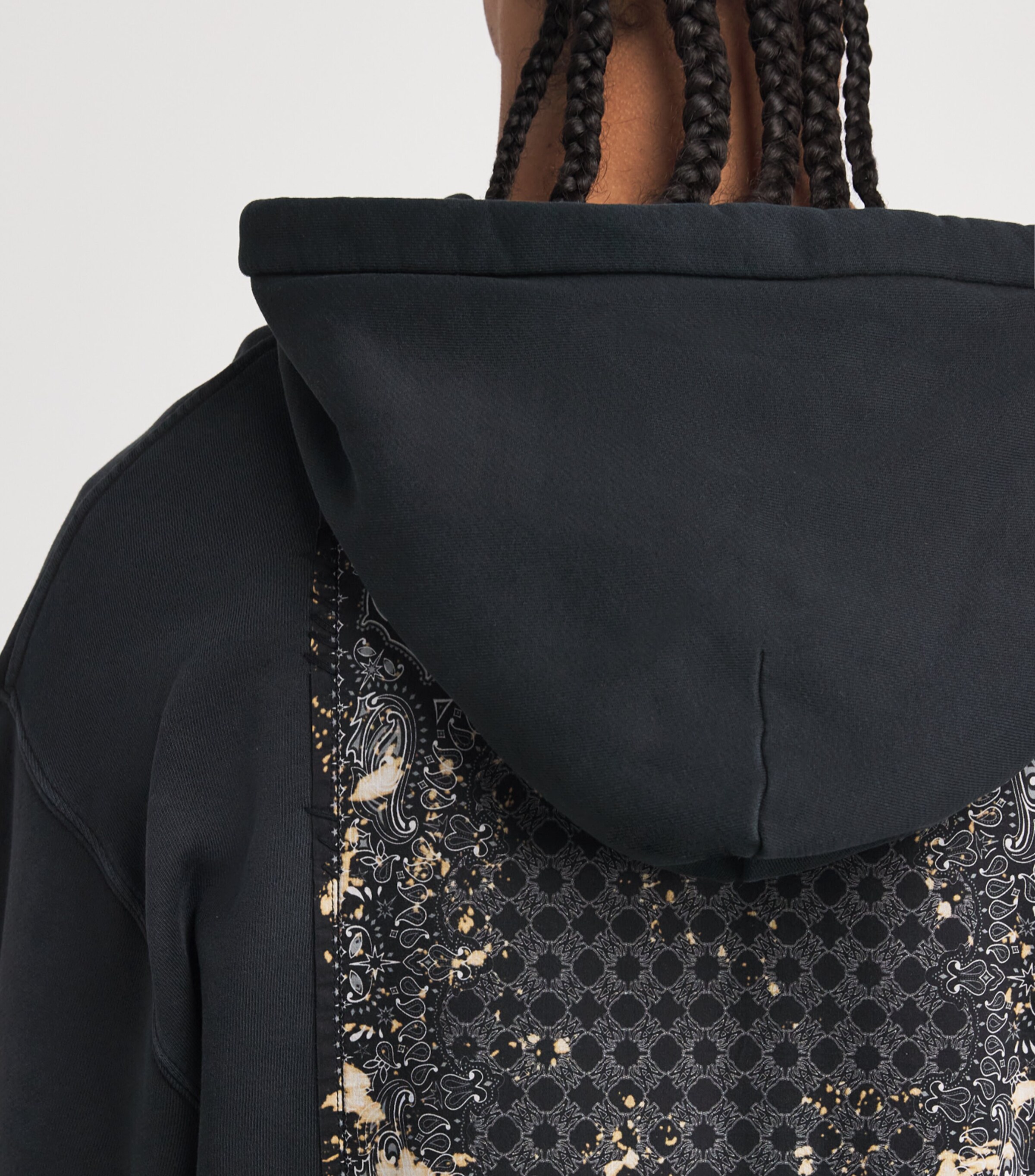AMIRI Mens Cotton Bleach Bandana Hoodie Black Image 6