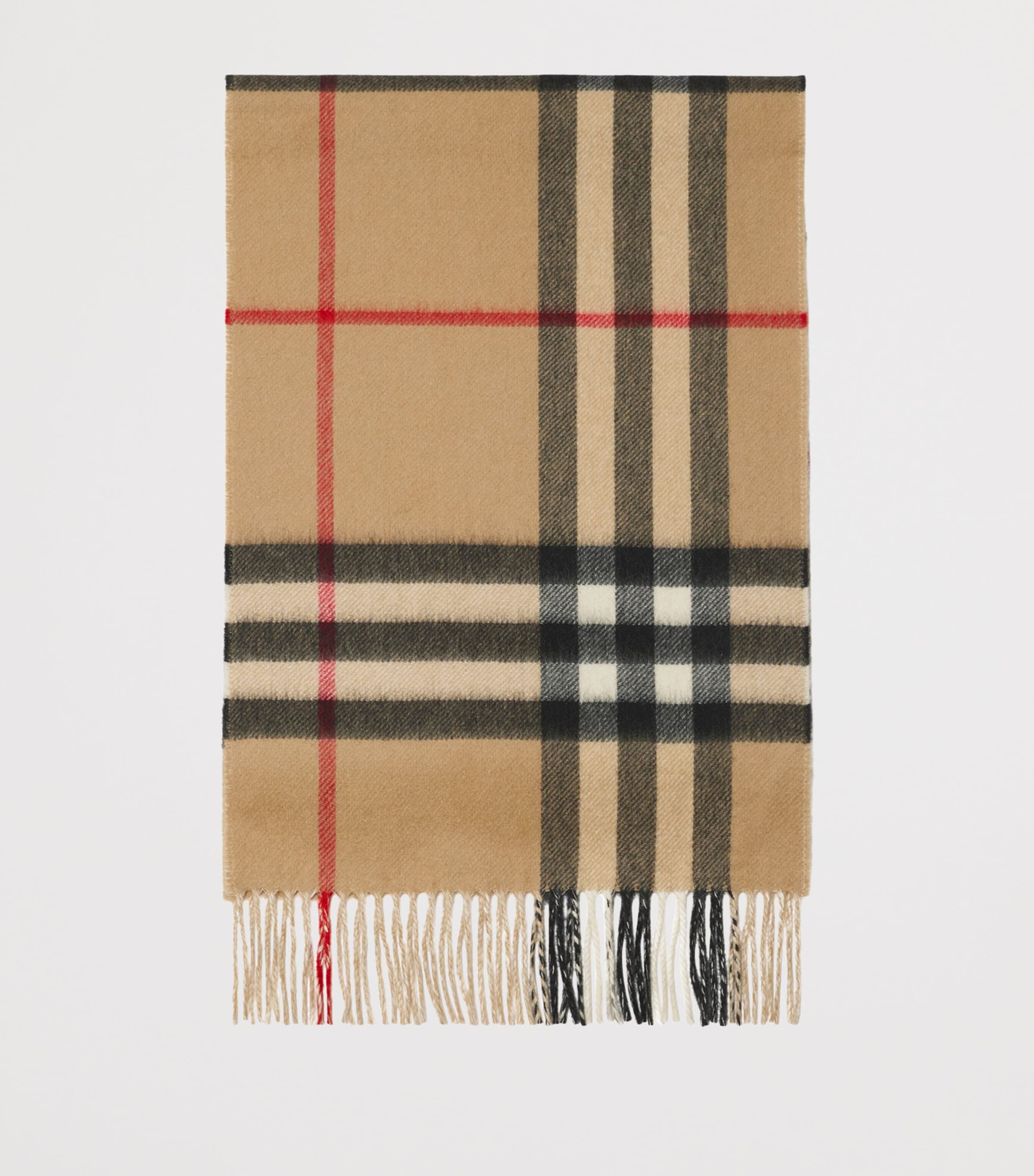 Cashmere Contrast Check Scarf ARC BEIGE/ NAT WHITE Image 3