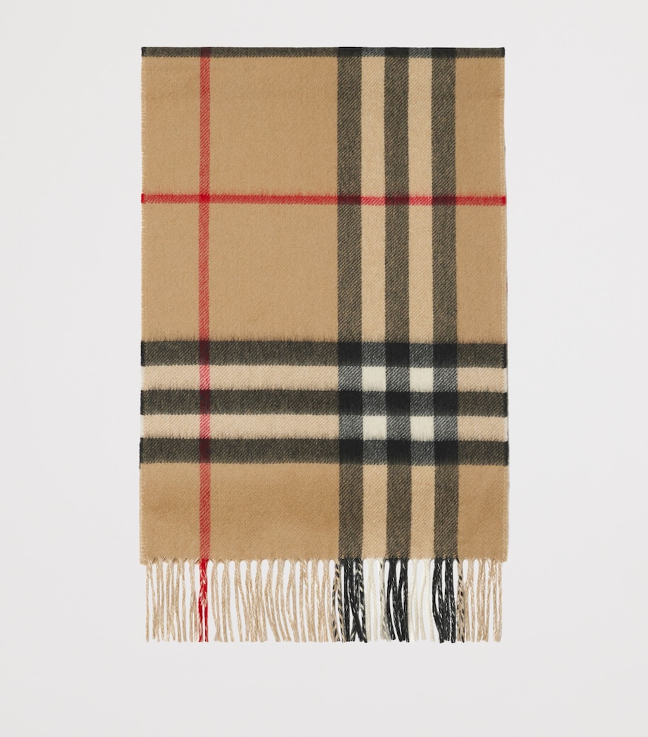 Cashmere Contrast Check Scarf ARC BEIGE/ NAT WHITE Image 3
