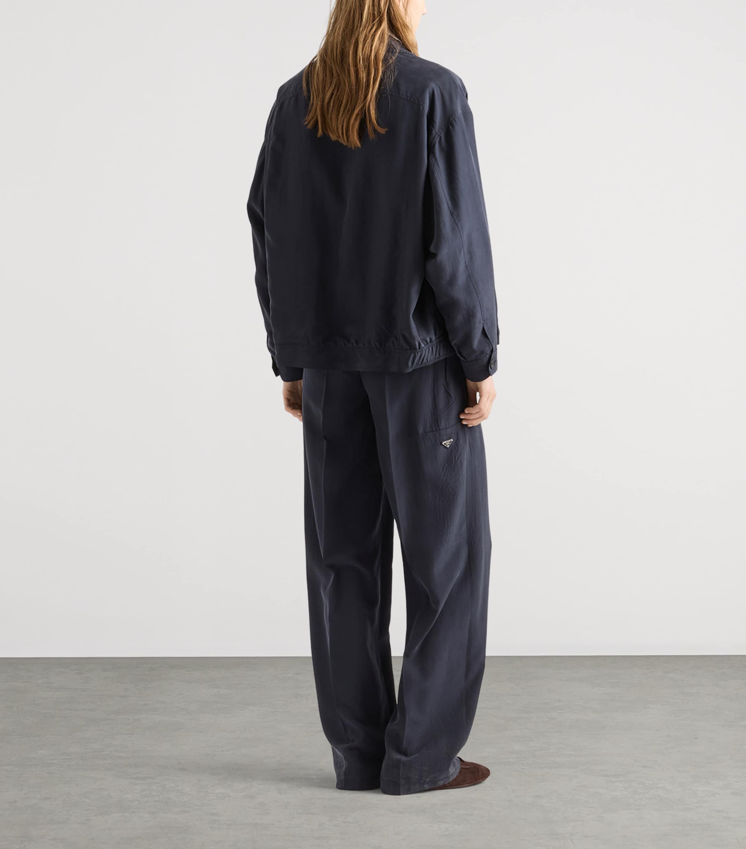 Prada Blue Silk Wide-Leg Trousers | Harrods UK