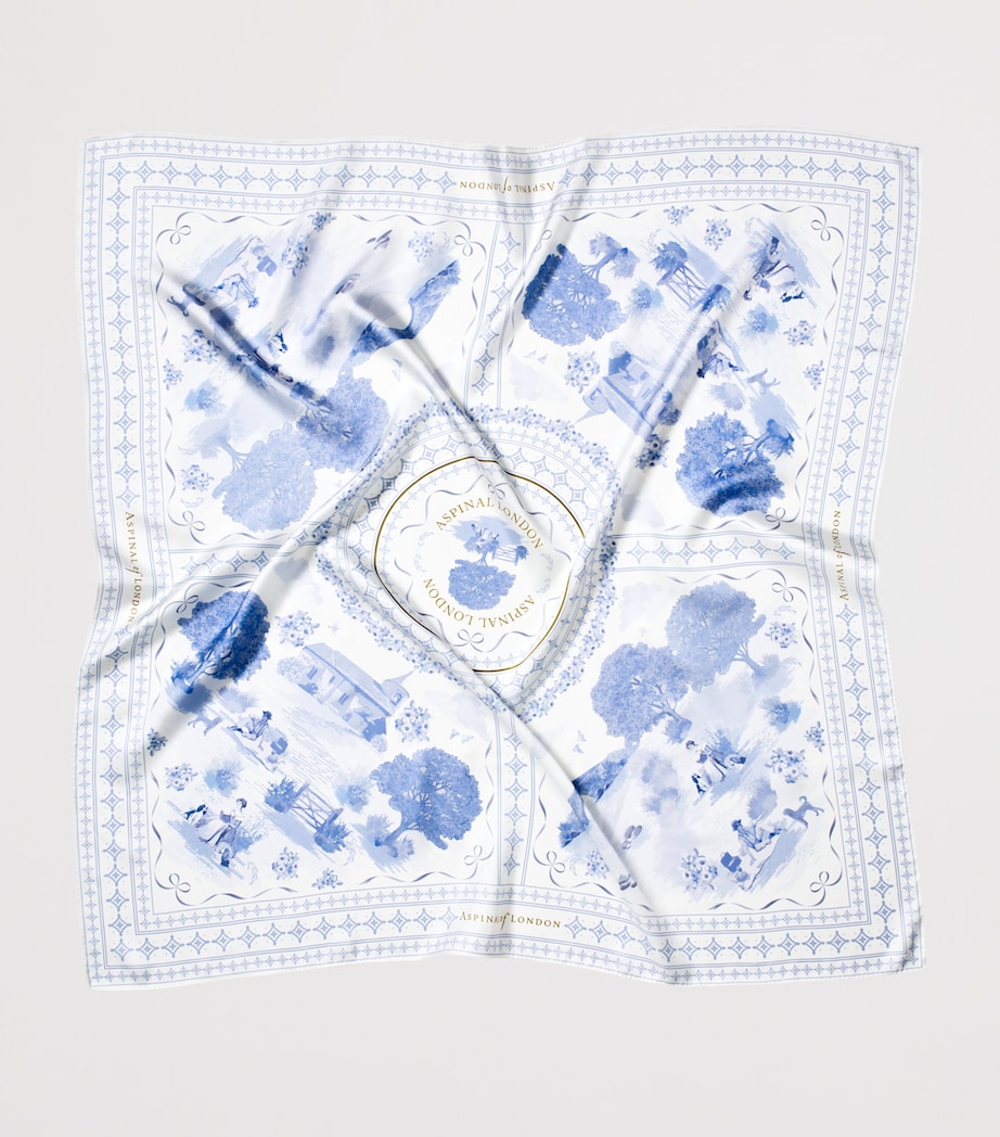 Aspinal Of London Silk Landscape Scarf Skyblue Image 2