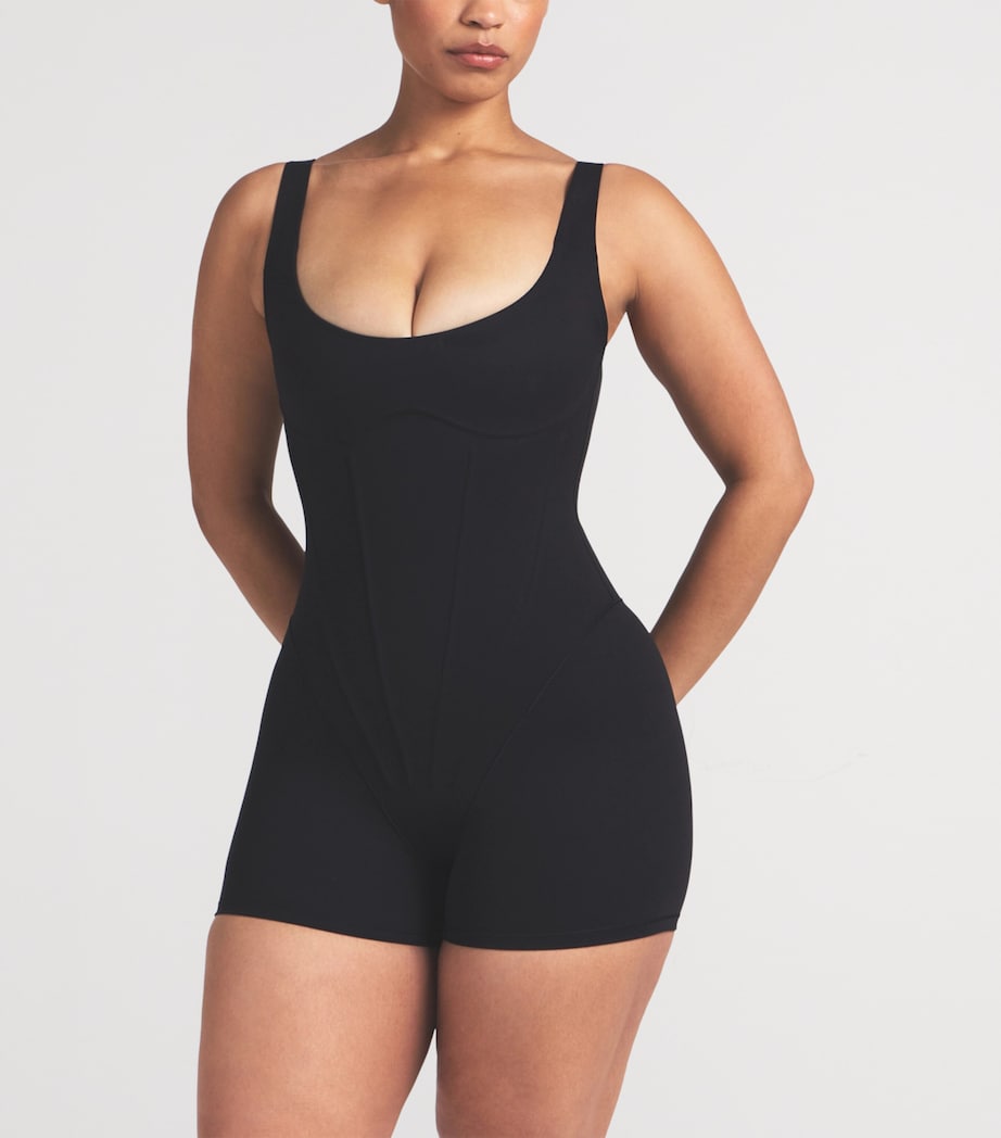 NikeSKIMS Womens NikeSKIMS Corset Short Bodysuit Obsidian Image 3