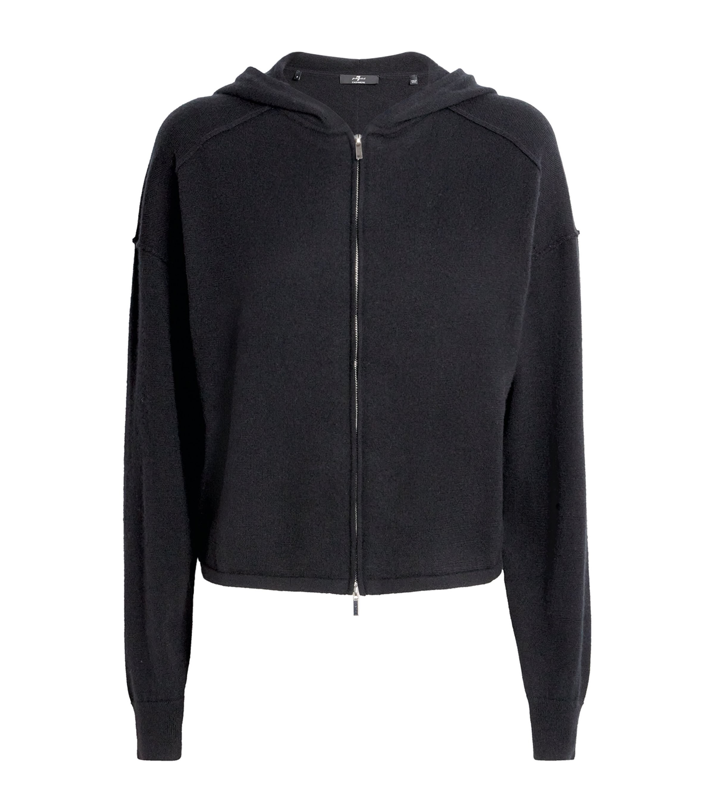 7 For All Mankind Cashmere Zip-up Hoodie In Black