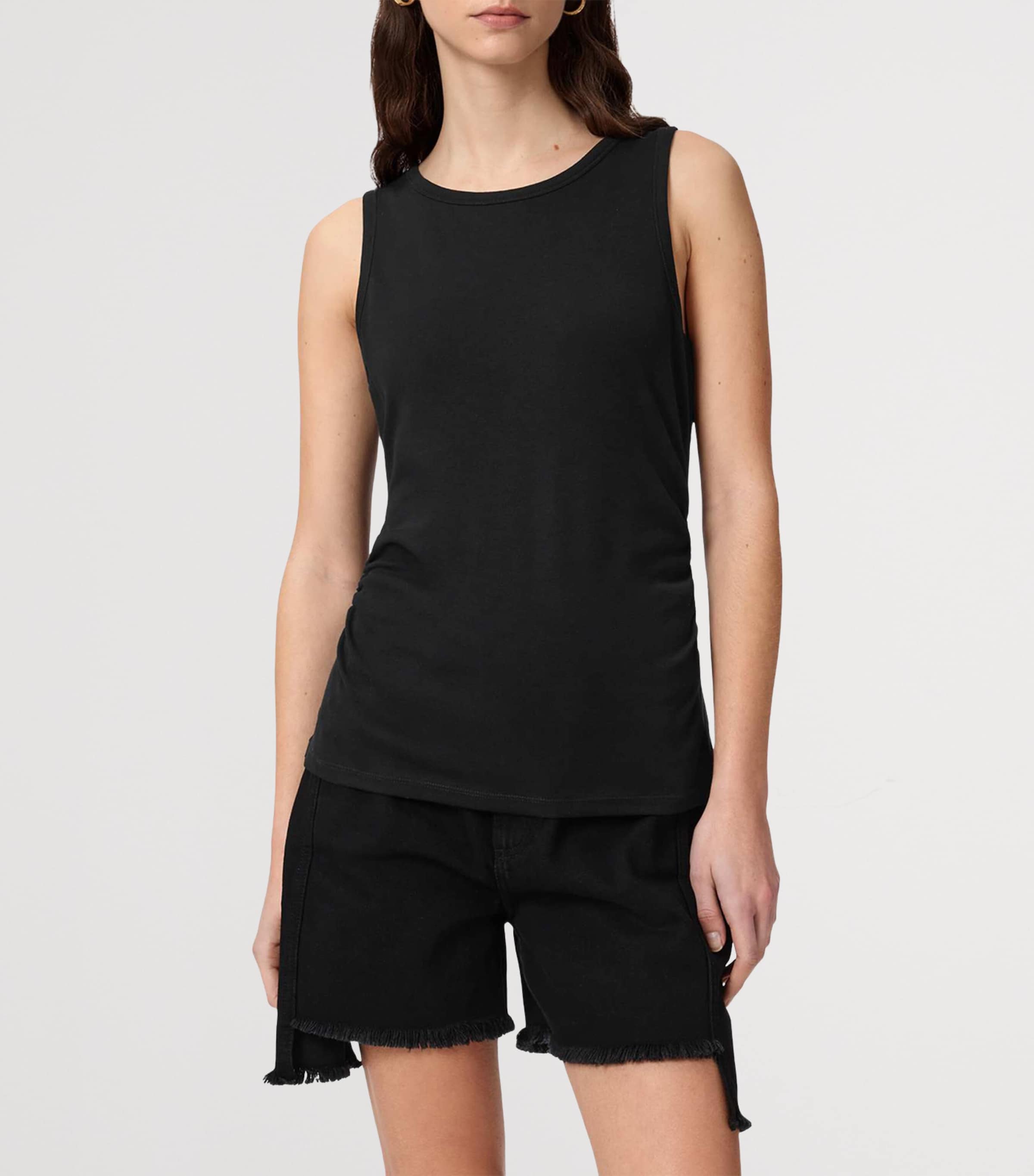 AllSaints Womens Ruched Katarina Tank Top Black Image 3