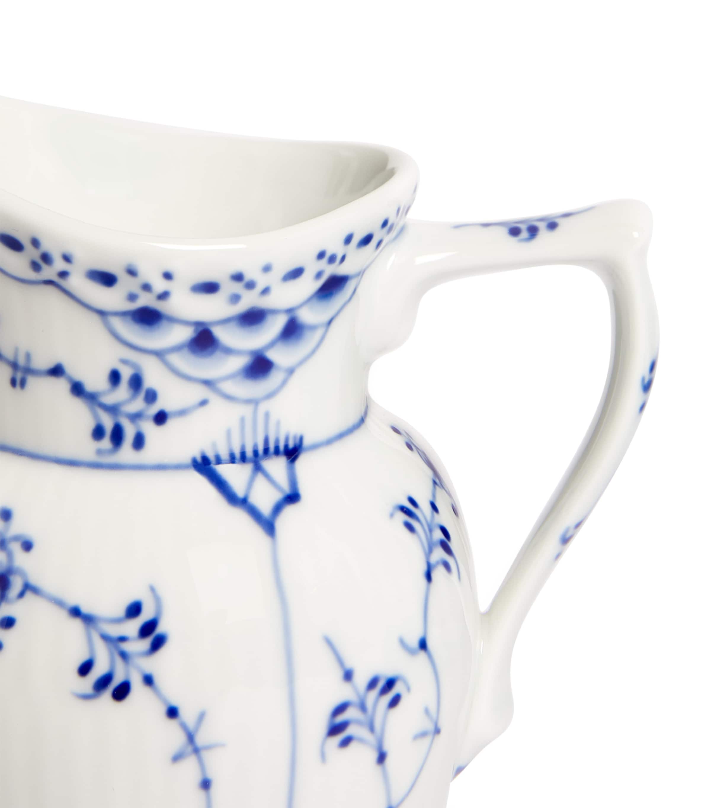 Blue Fluted Half Lace Cream Jug (170ml) BLUE Image 3