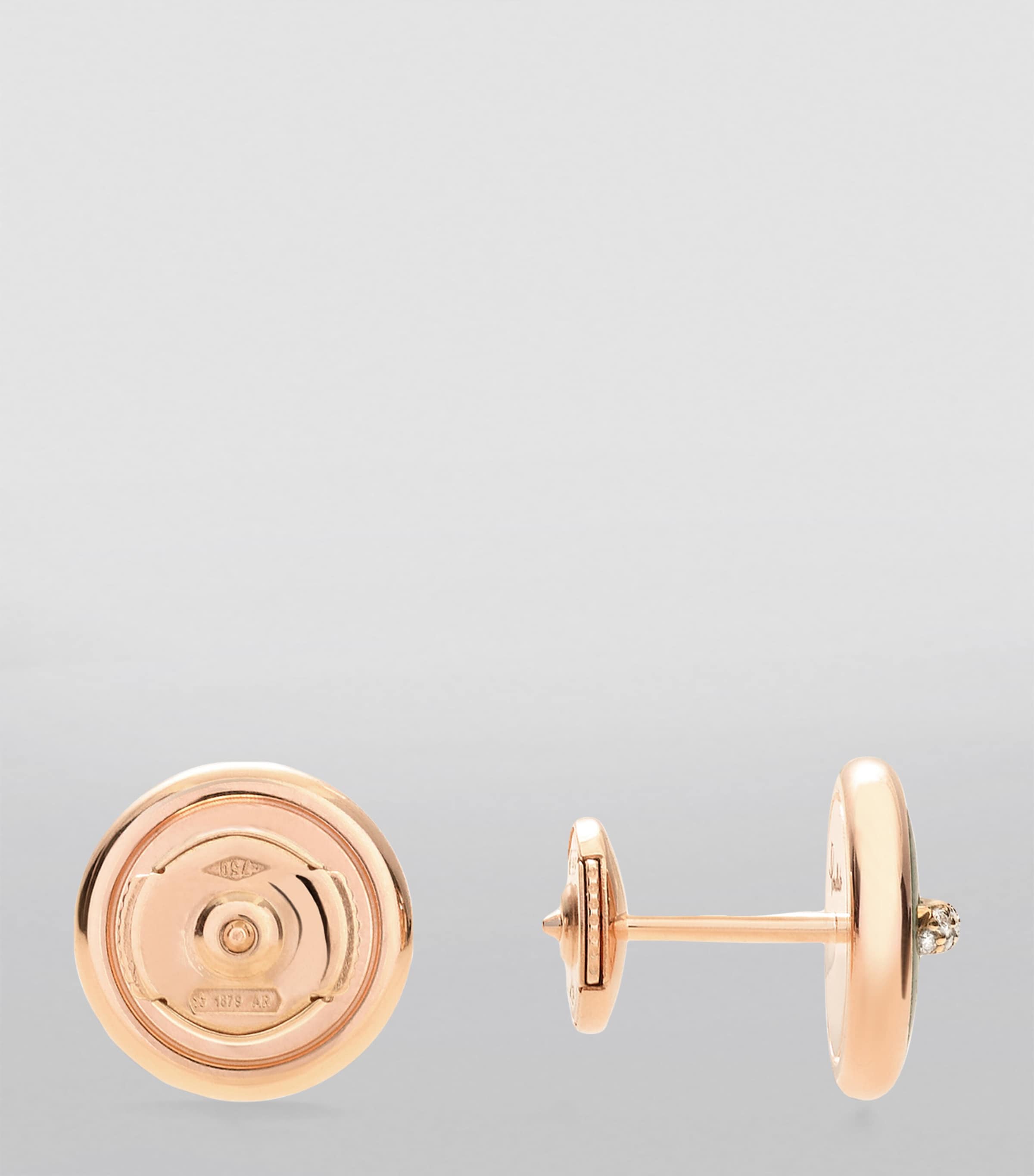 Rose Gold, Diamond and Malachite Pom Pom Dot Earrings DB0MY Image 4