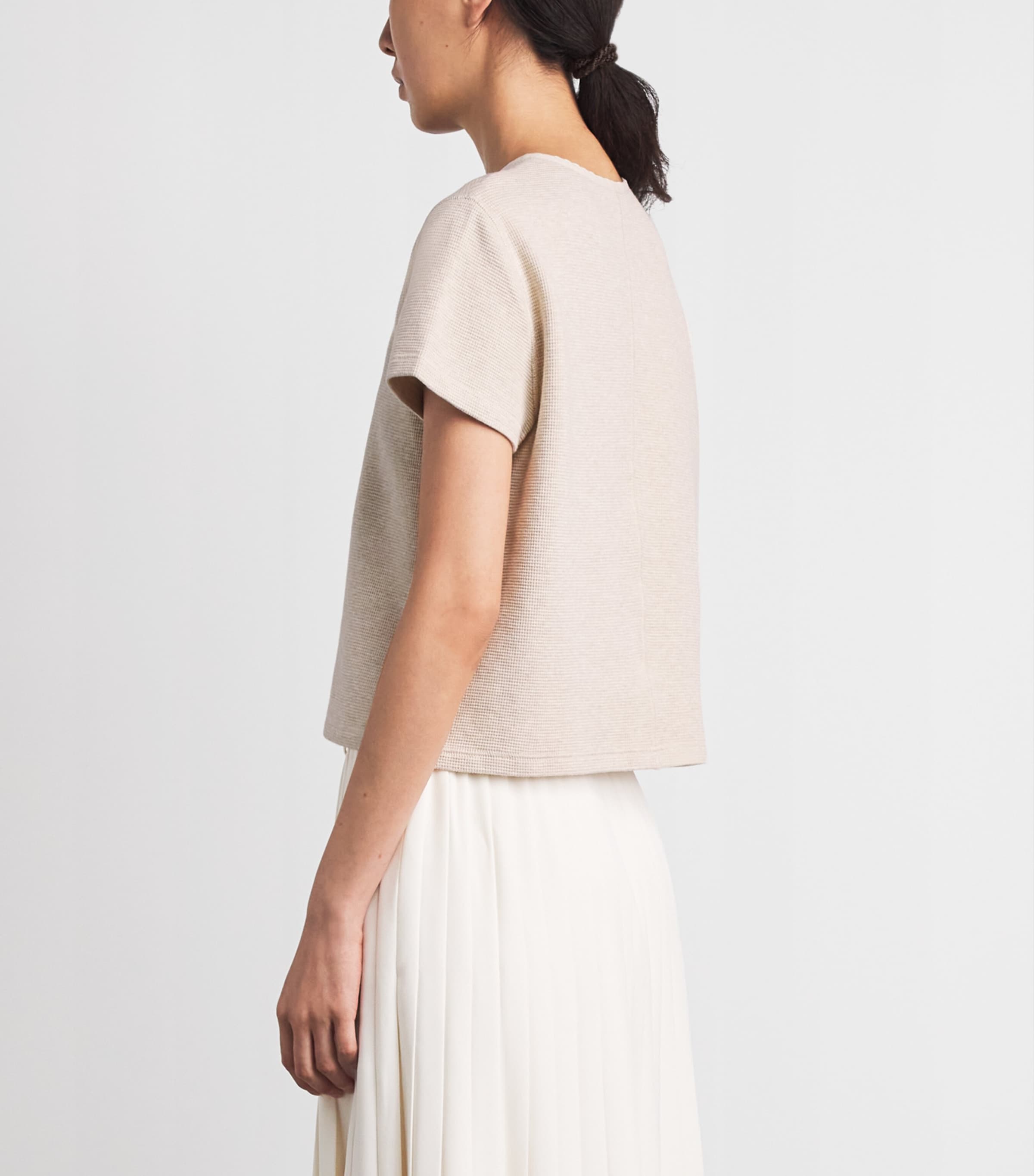 ME+EM Womens Waffle-Knit Henley Baby T-Shirt Oatmeal Image 5