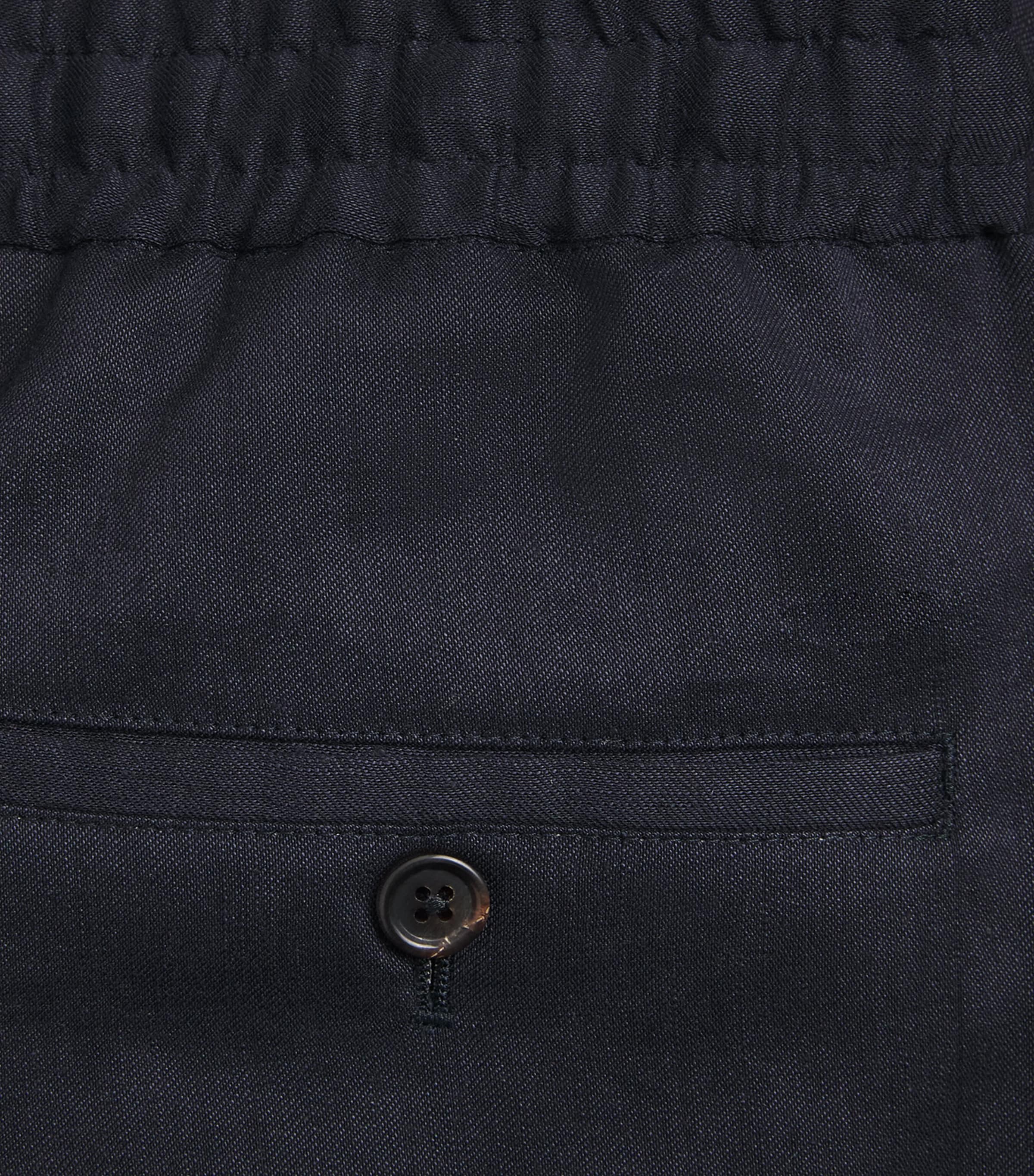 Corneliani Mens Linen-Virgin Wool-Mohair Drawstring Trousers Navy Blue Image 6