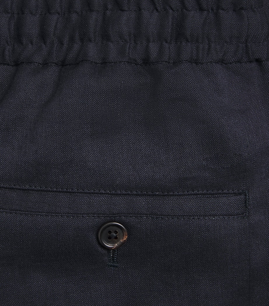 Corneliani Mens Linen-Virgin Wool-Mohair Drawstring Trousers Navy Blue Image 6