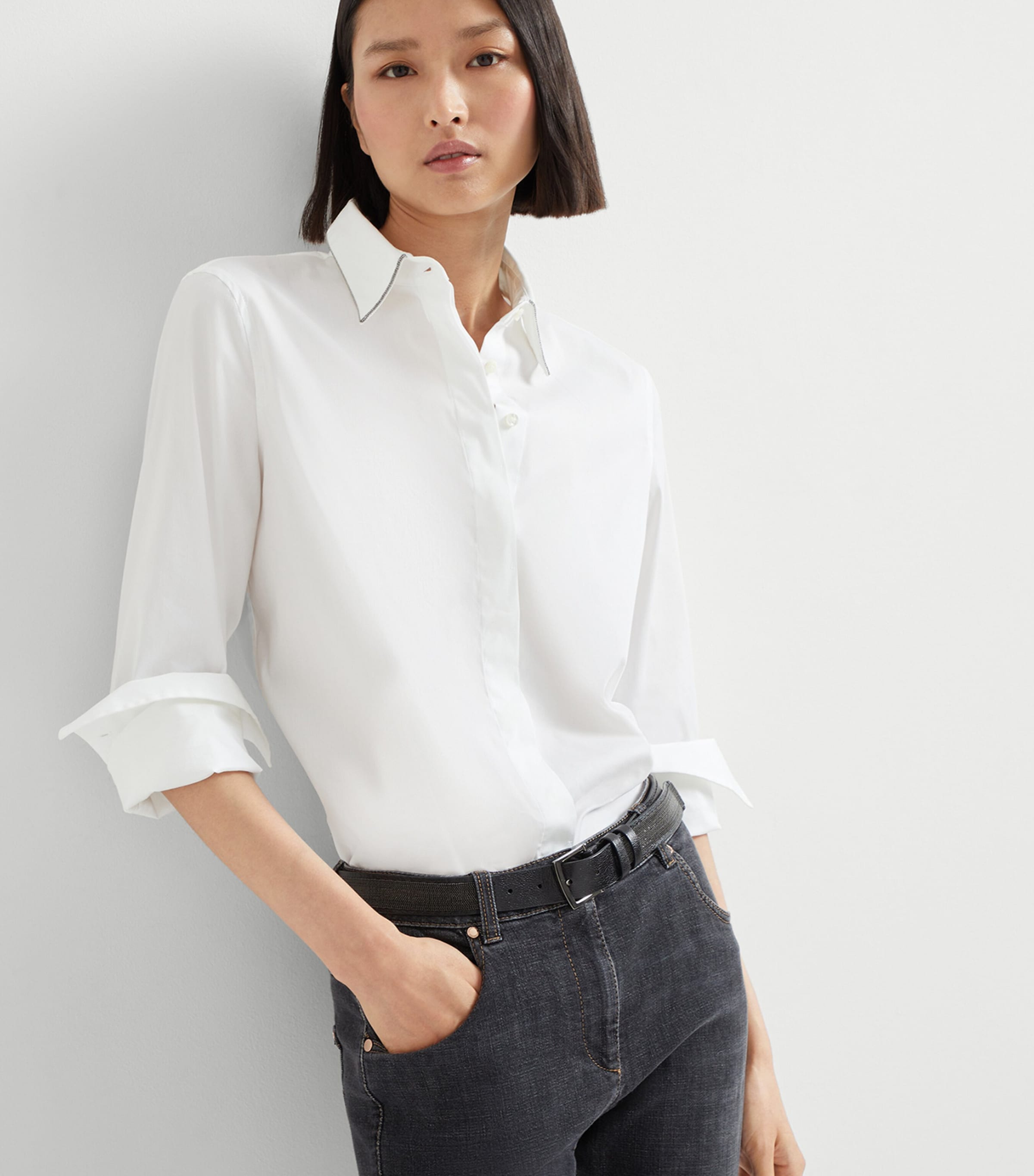 Stretch-Cotton Poplin Monili Shirt C159 Image 5
