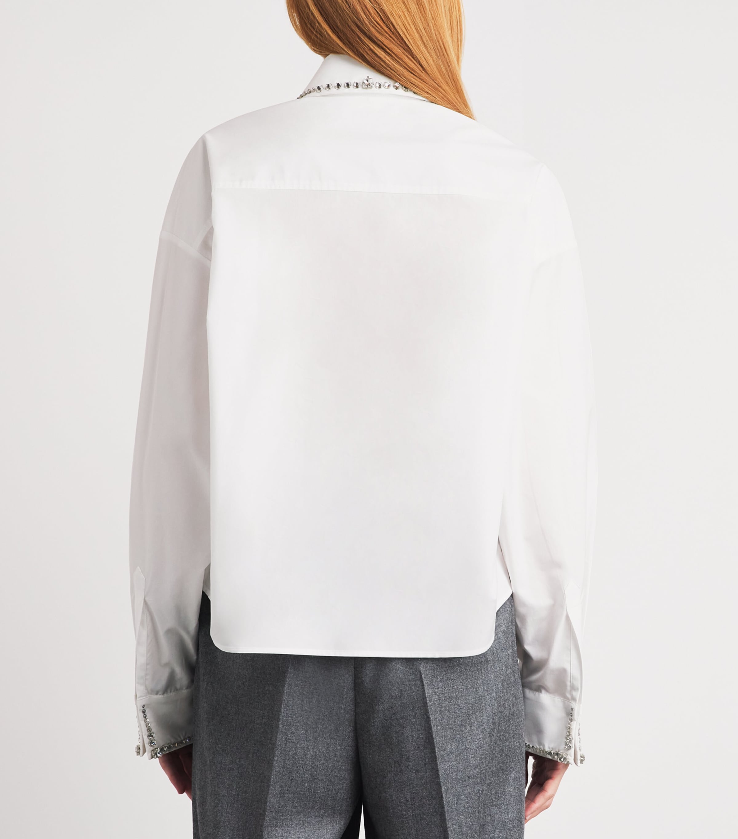 Fabiana Filippi Womens Cotton Rhinestone-Embellished Shirt Bianco Ottico Image 5