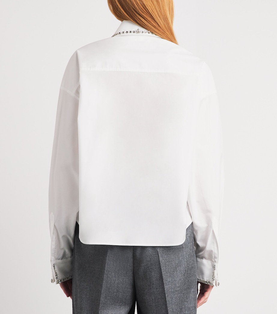 Fabiana Filippi Womens Cotton Rhinestone-Embellished Shirt Bianco Ottico Image 5
