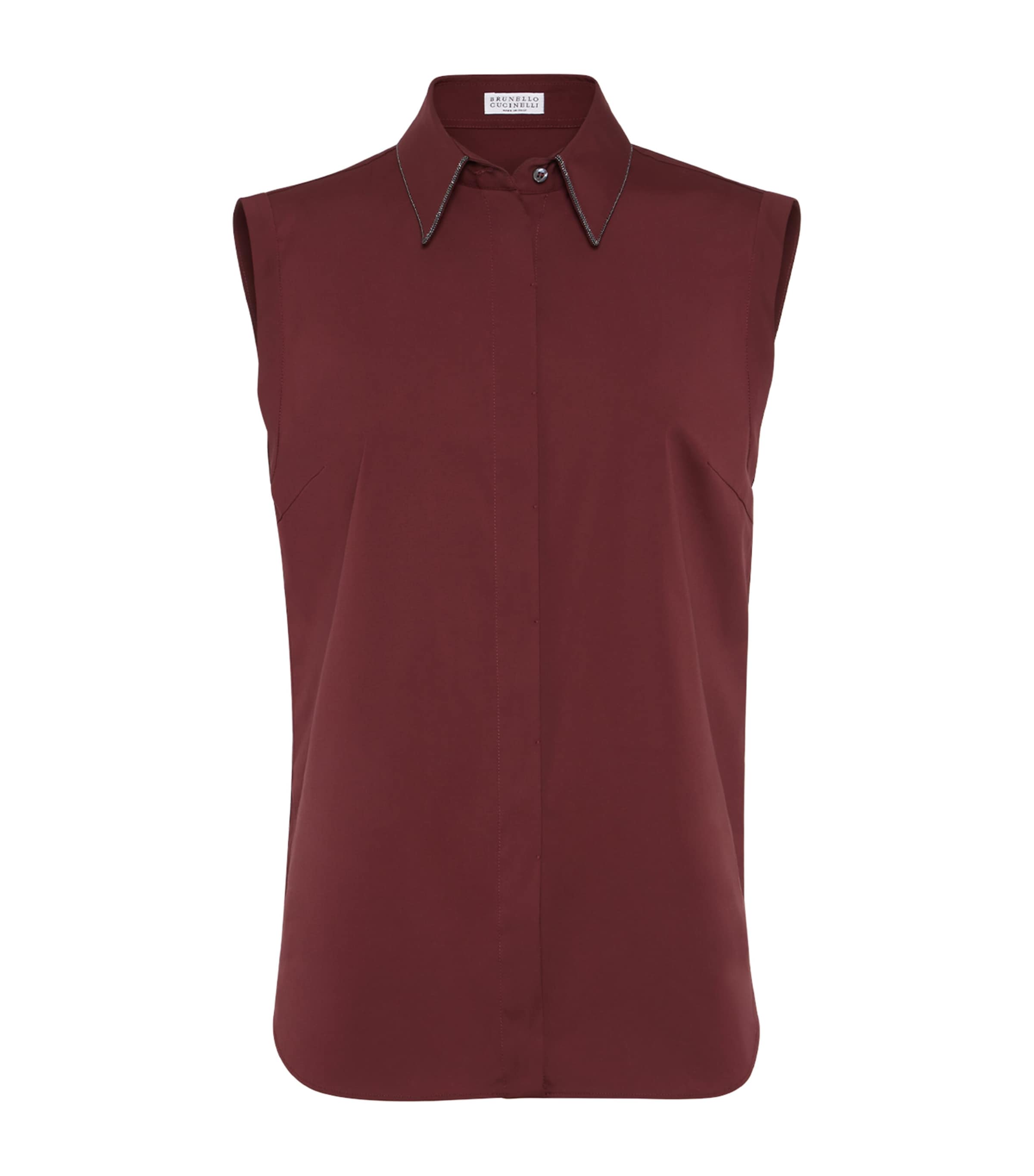 Brunello Cucinelli Cotton-blend Sleeveless Shirt In Red