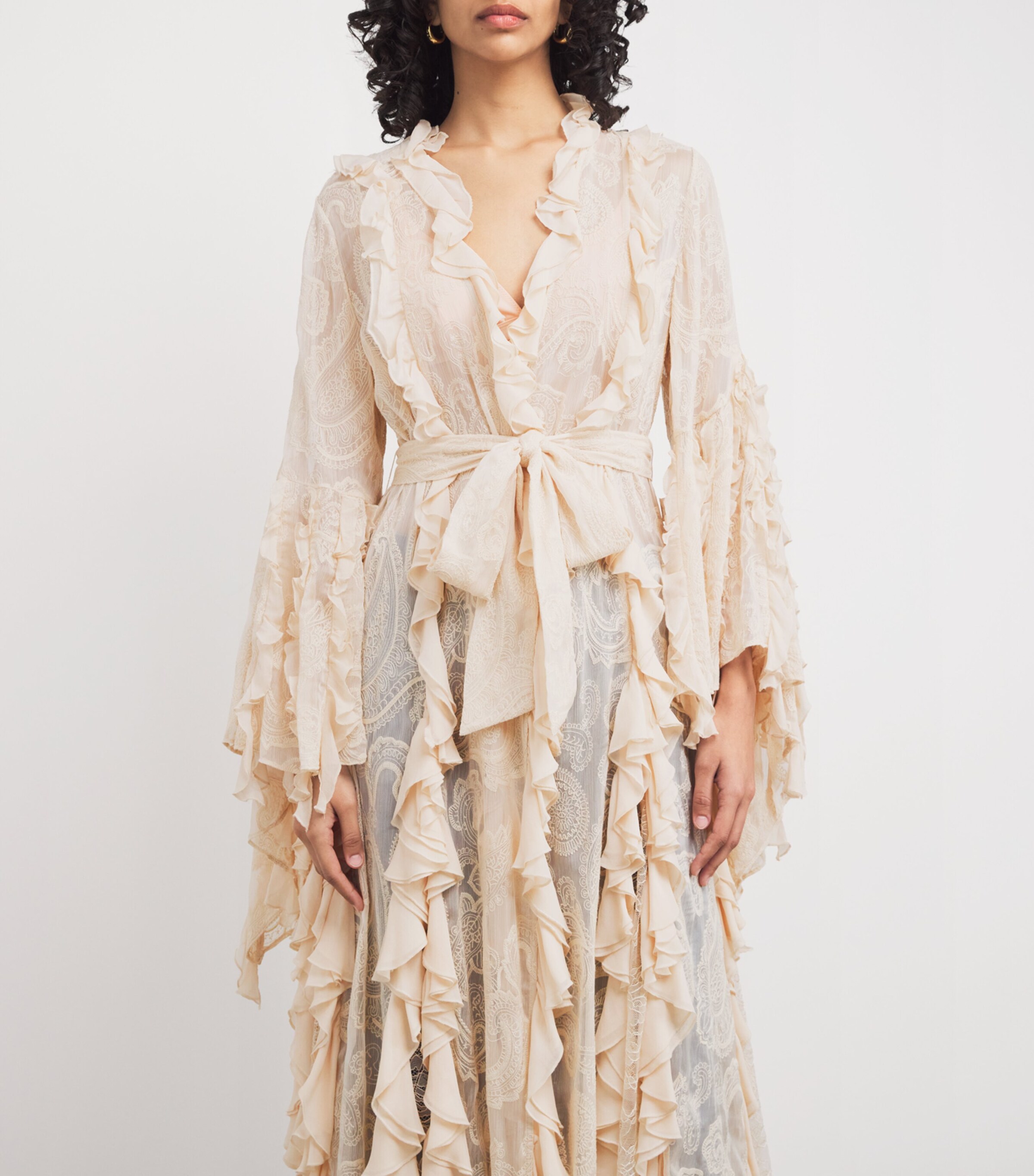 Alice+Olivia Womens Ruffle Cher Maxi Robe Champagne Image 6