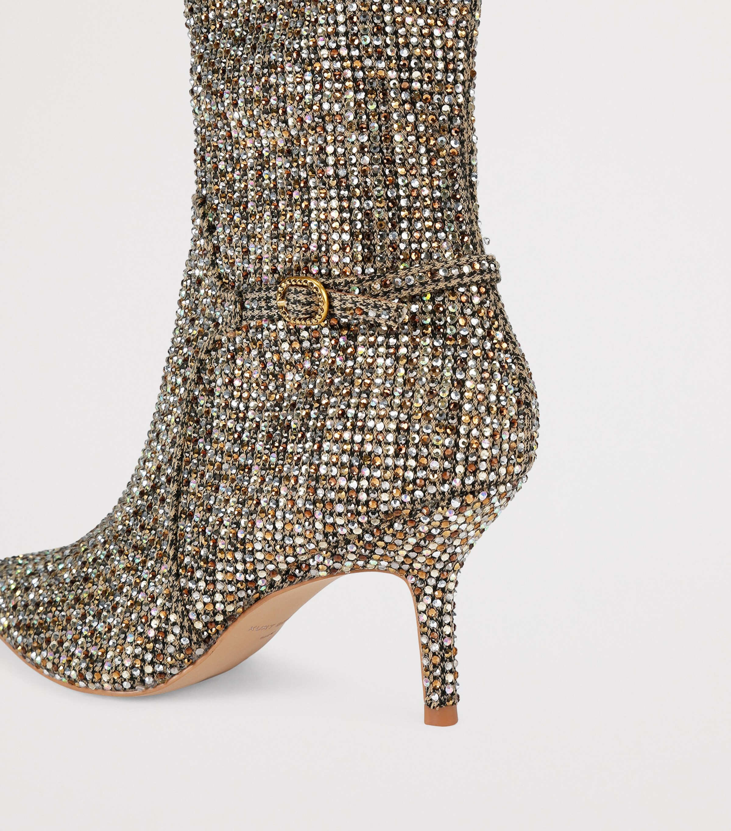 Kurt Geiger London Crystal Embellished Mayfair Over-the-Knee Boots 70 Beige Comb Image 3