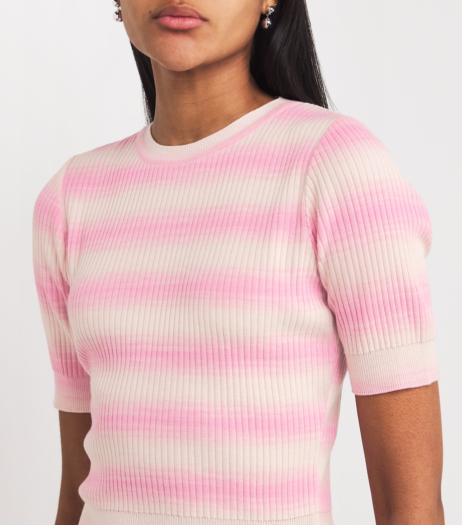 Cotton-Blend Stripe Crop Top VAR 336 BUBBLGM PINK Image 6