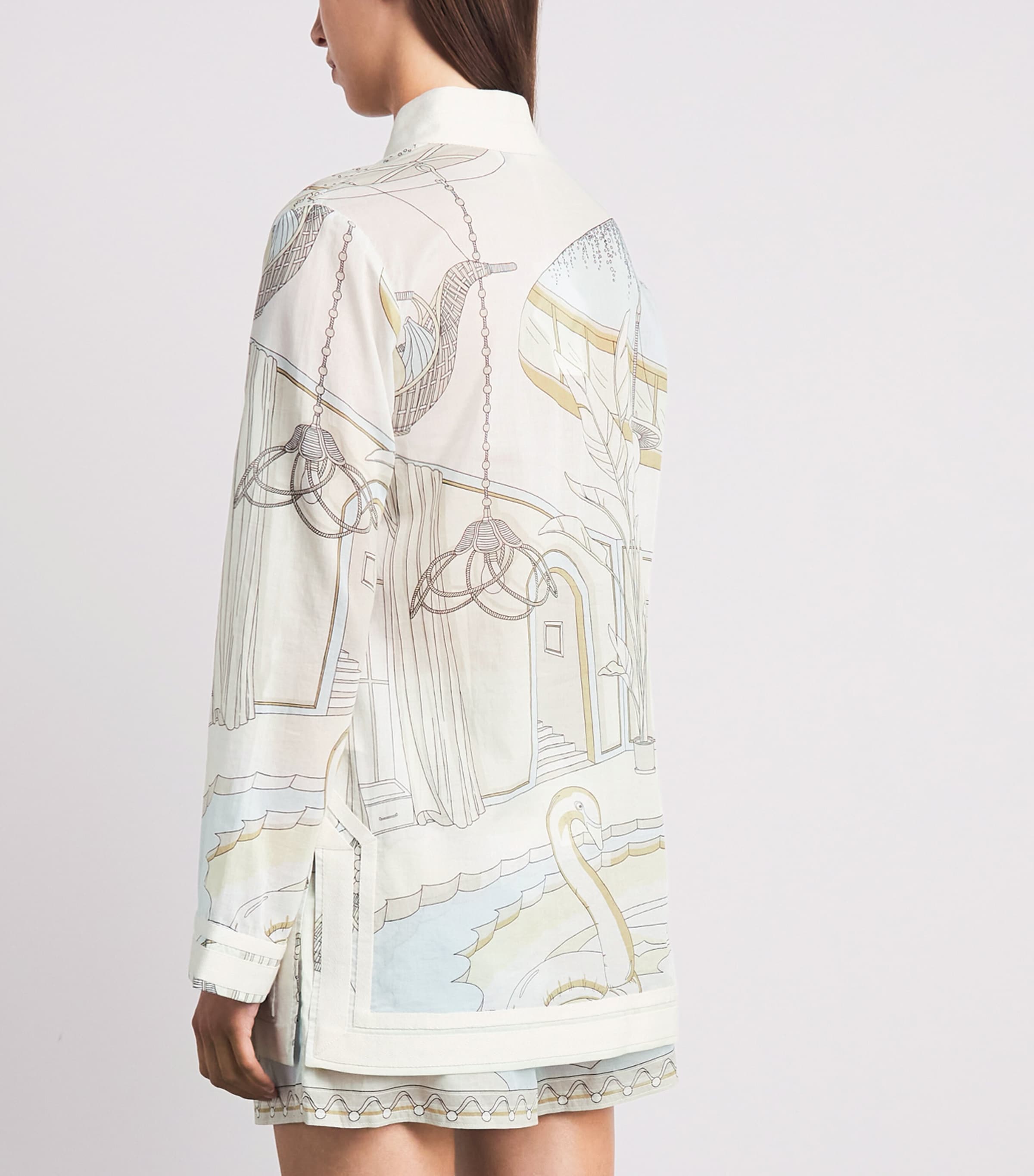 Tory Burch Womens Printed Plunge-Neck Mini Dress The Pool Beige Image 5