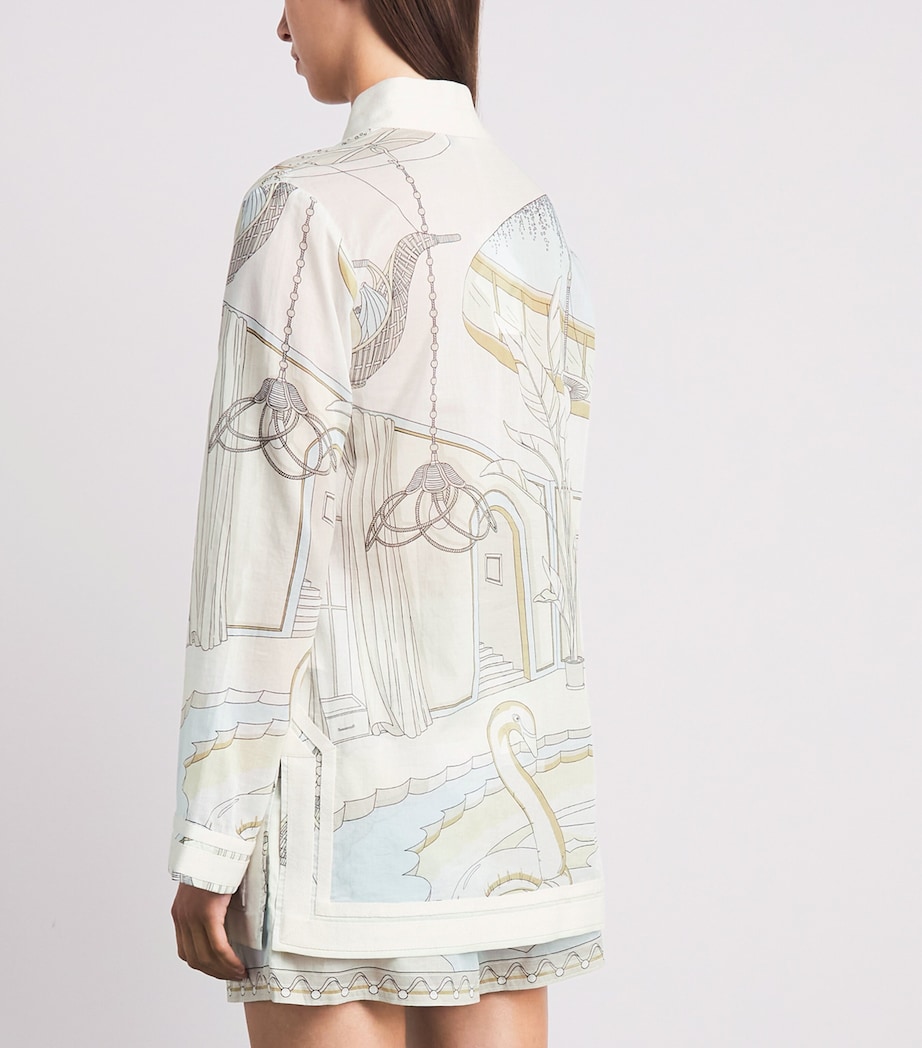 Tory Burch Womens Printed Plunge-Neck Mini Dress The Pool Beige Image 5