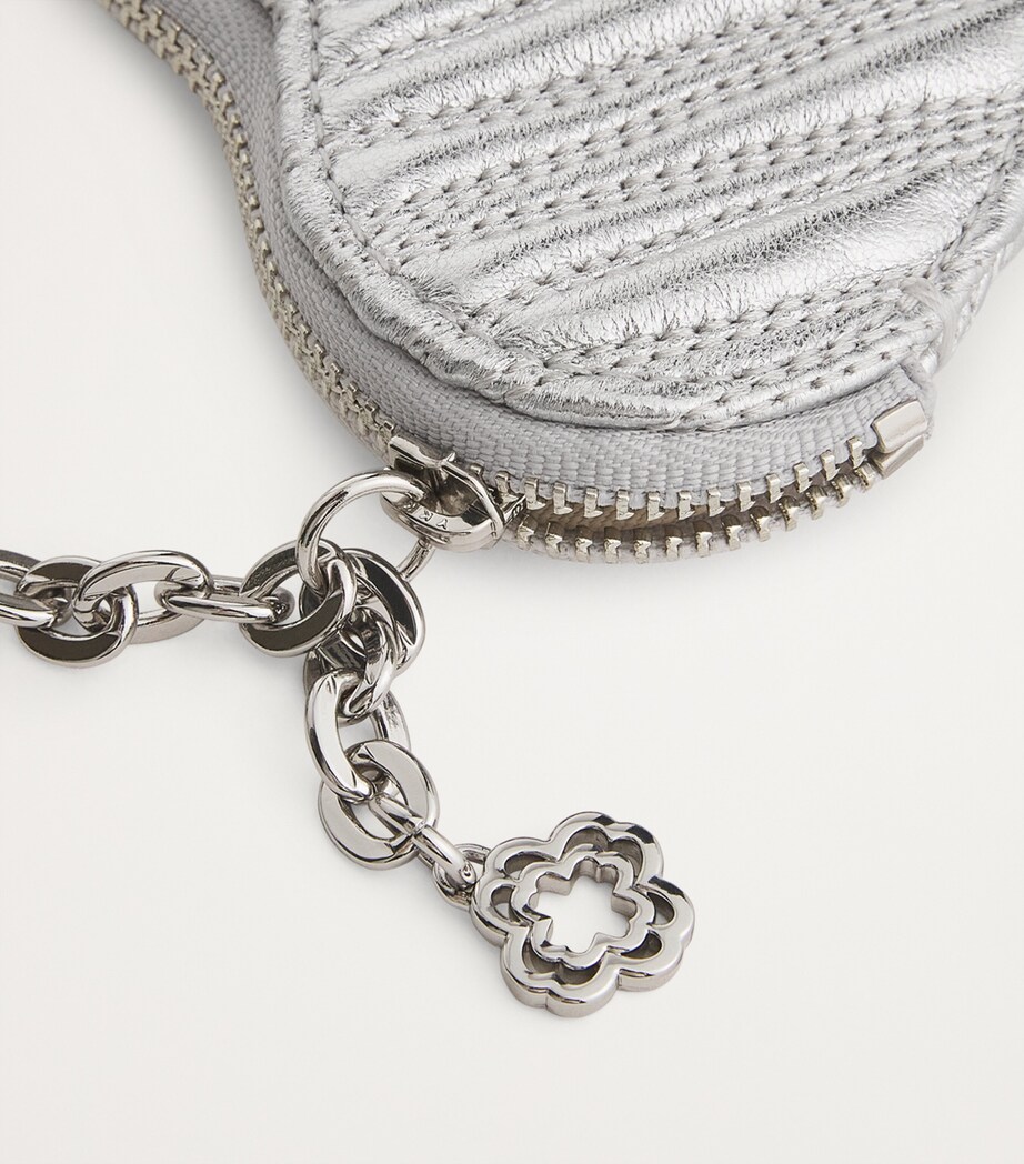 Maje Matelassé Leather Heart Purse Silver Image 3