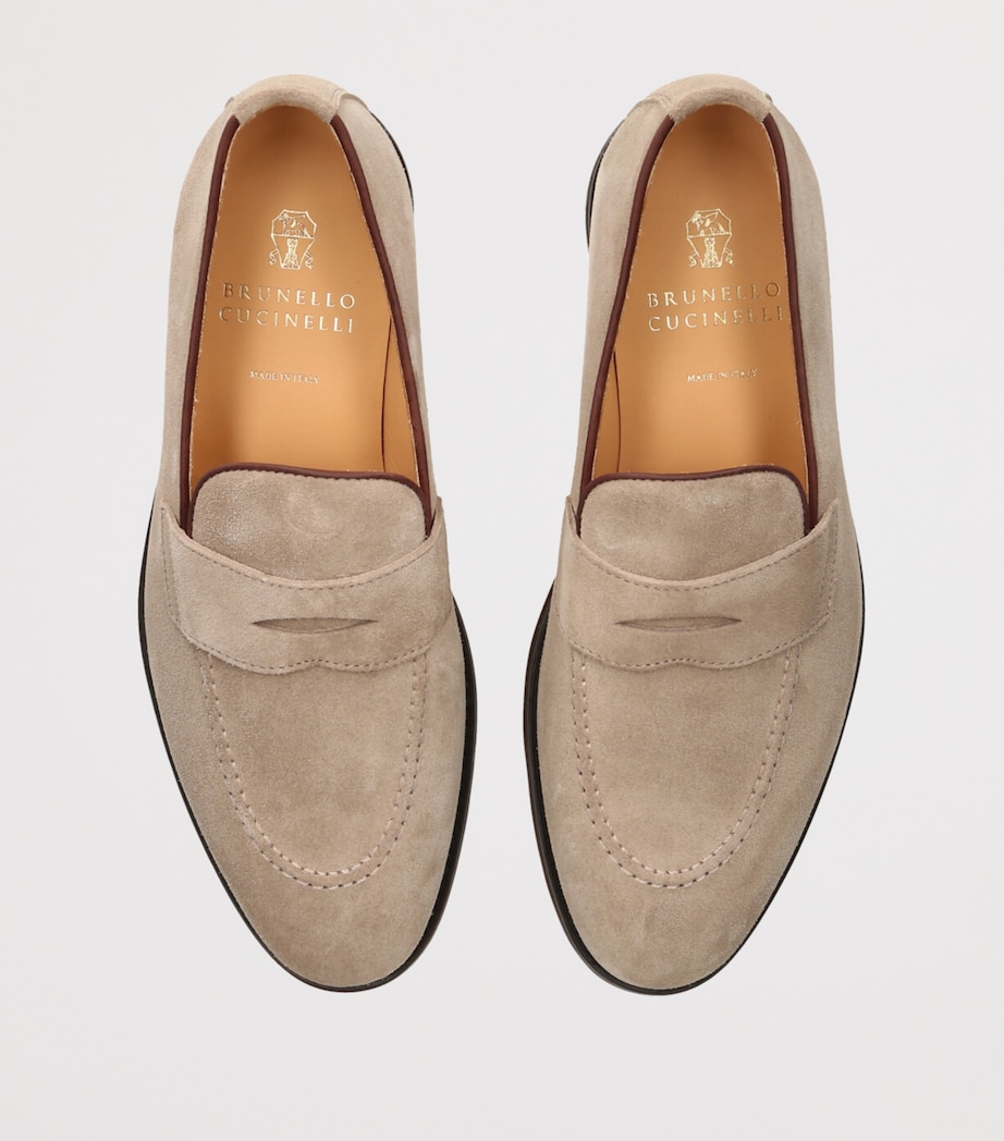 Suede Penny Loafers BEIGE Image 4