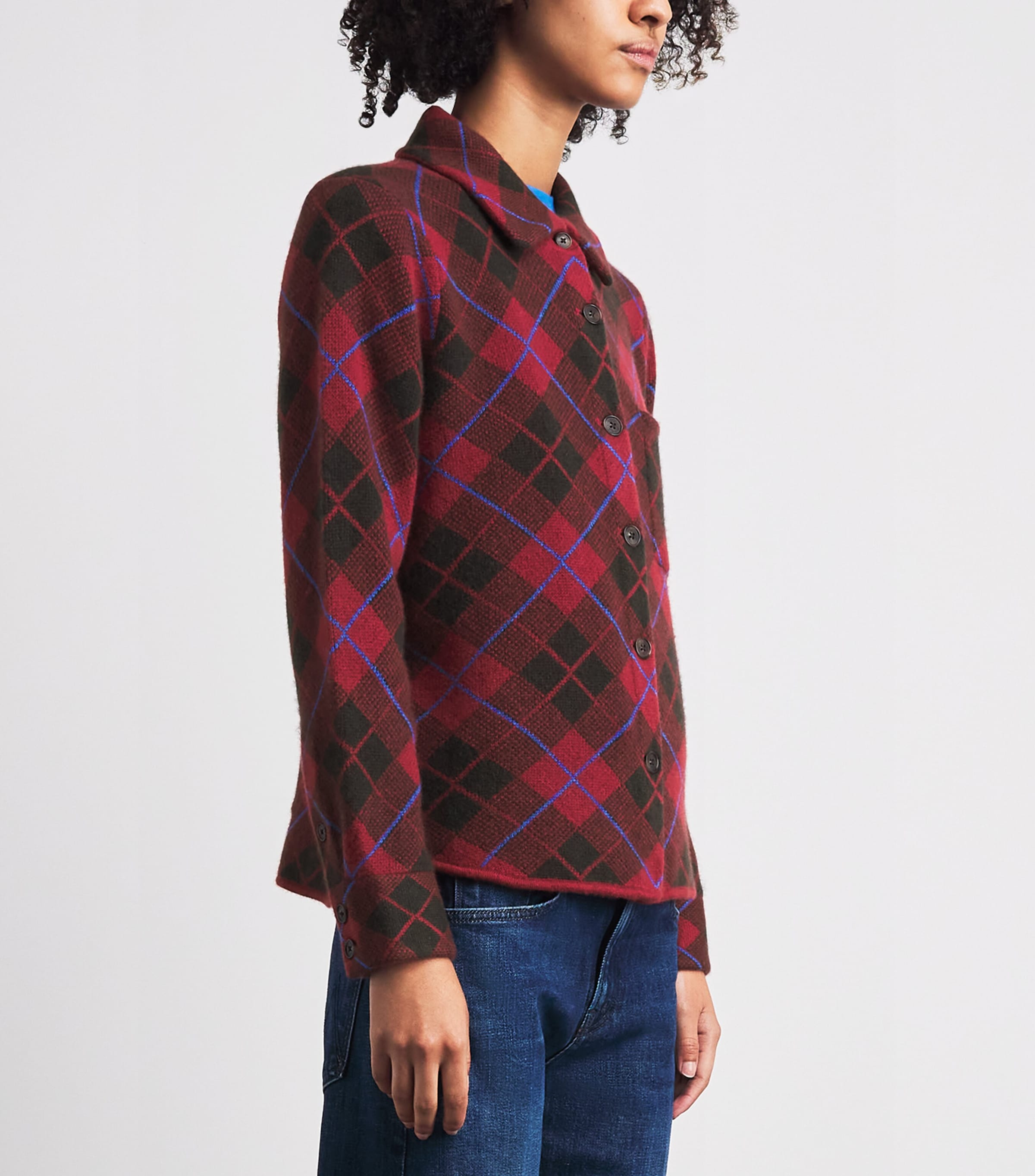 Guest In Residence Womens Cashmere Plaid Dylan Shirt Carmine Combo Image 4