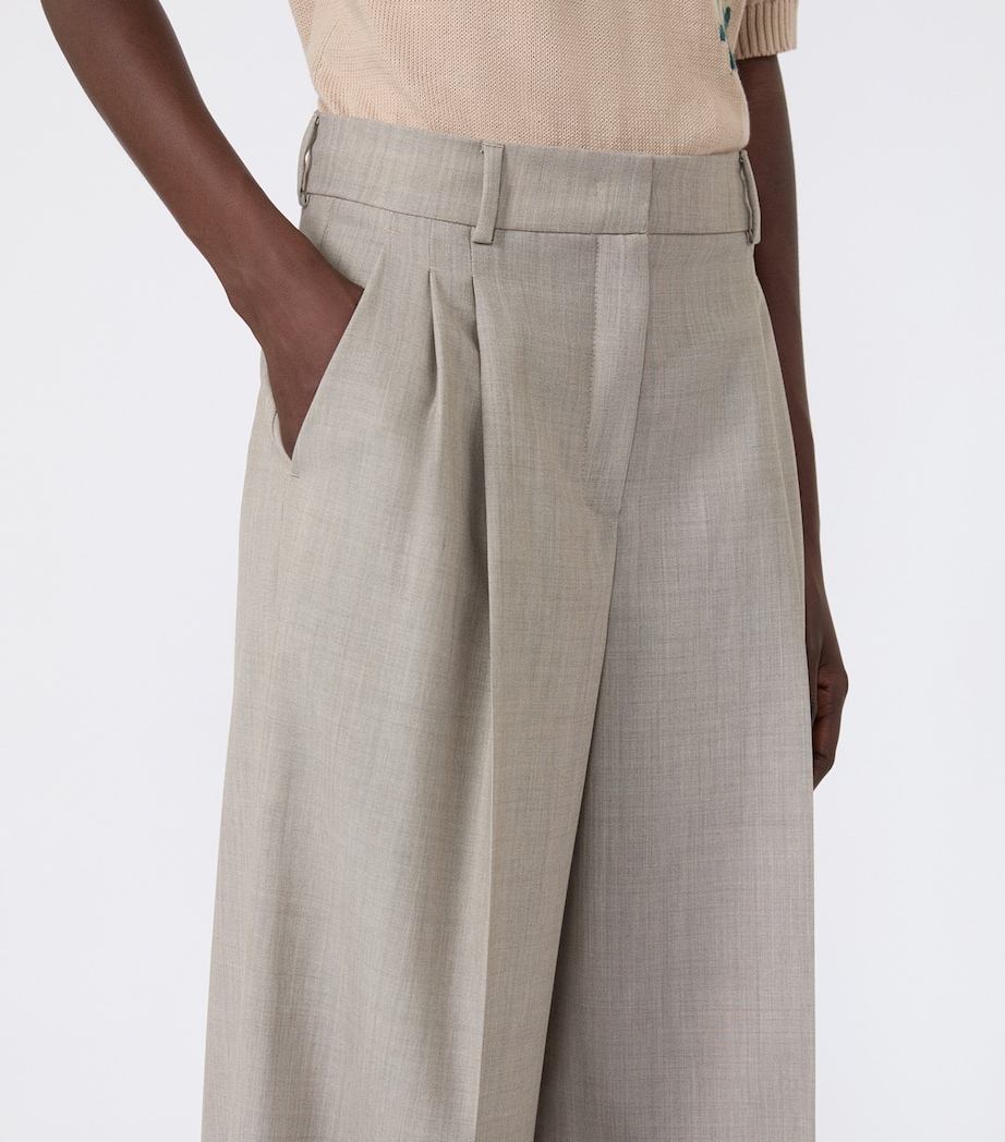 Weekend Max Mara Womens Virgin Wool Wide-Leg Trousers Hazelnut Brown Image 4