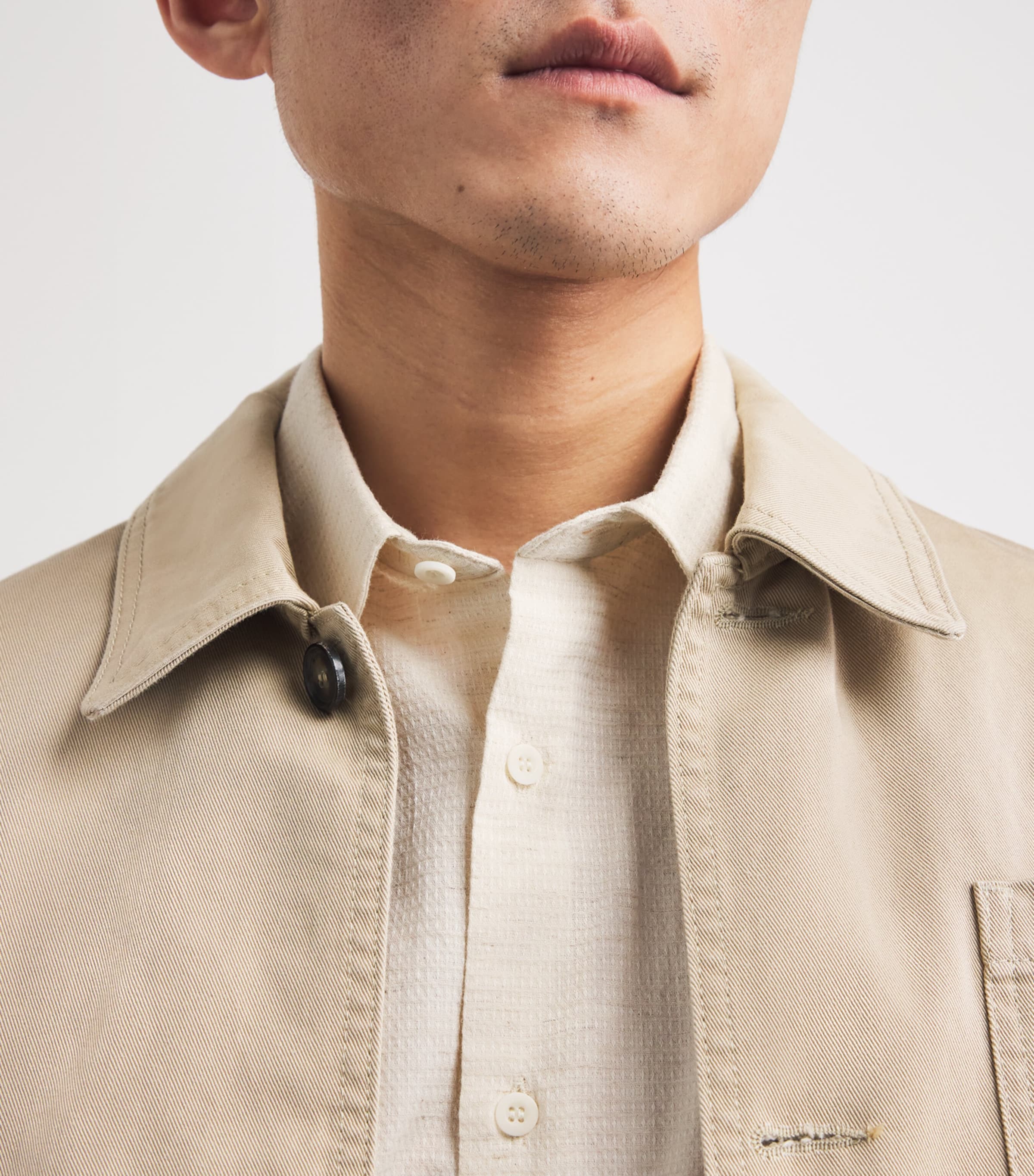 Sunspel Mens Linen Short-Sleeve Shirt Whcr Ecru Image 3
