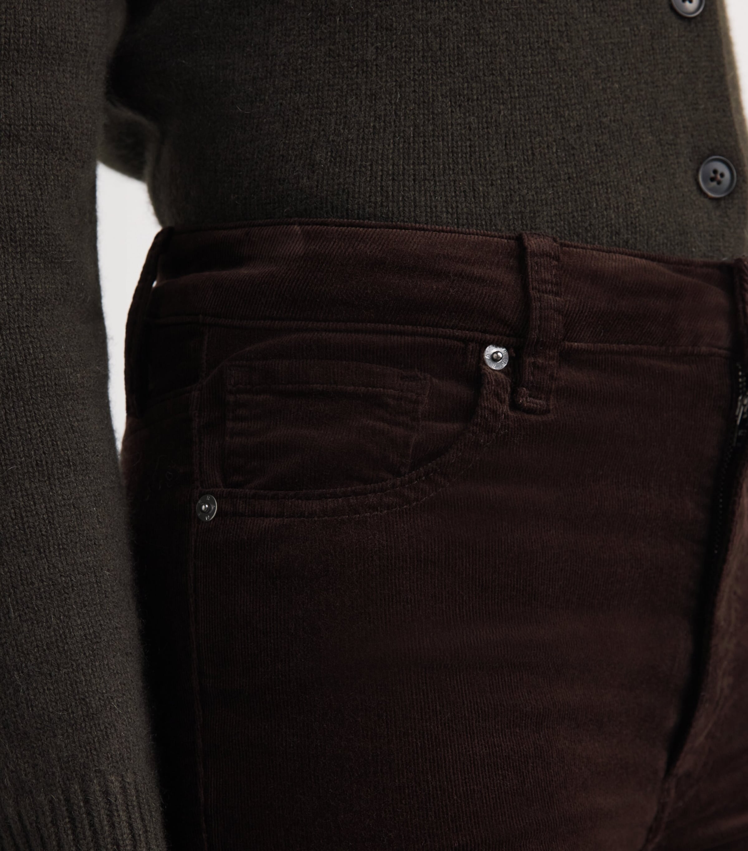 FRAME Womens The Corduroy Slim Reboot Trousers Espresso Image 3