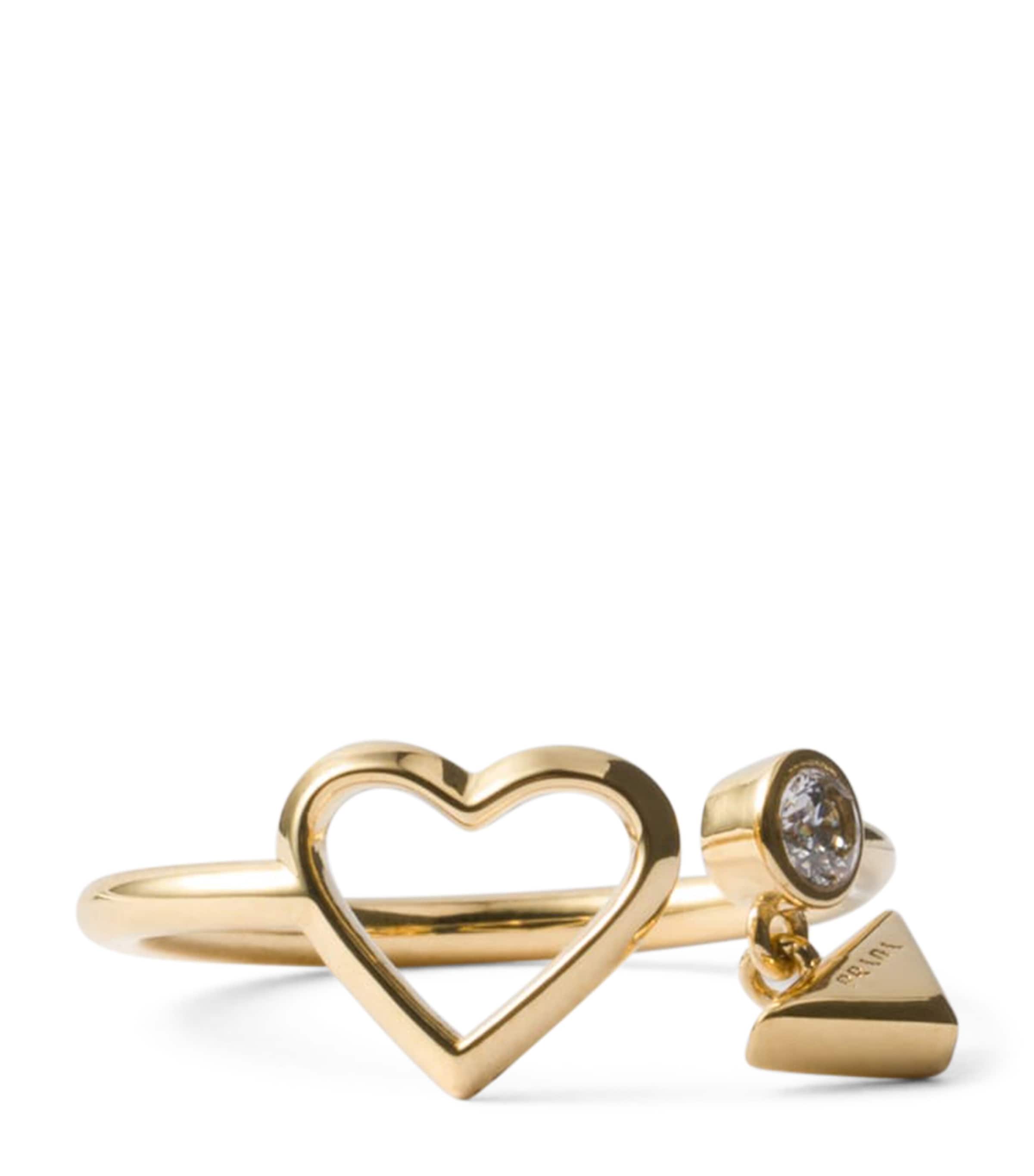 Prada Embellished Triangle Charm Ring Gold/silver Image 1