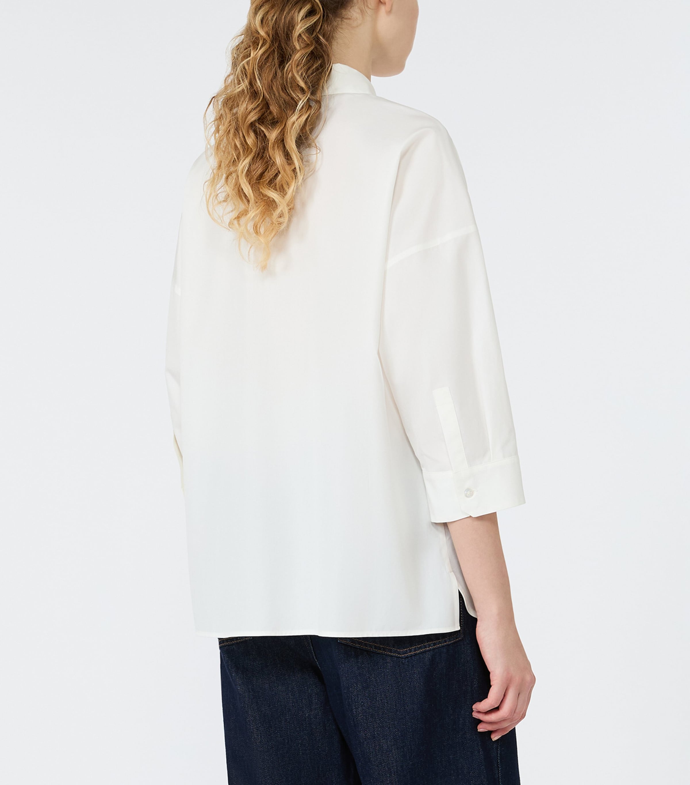 Weekend Max Mara Womens Cotton Cropped Sleeve Shirt White Image 4