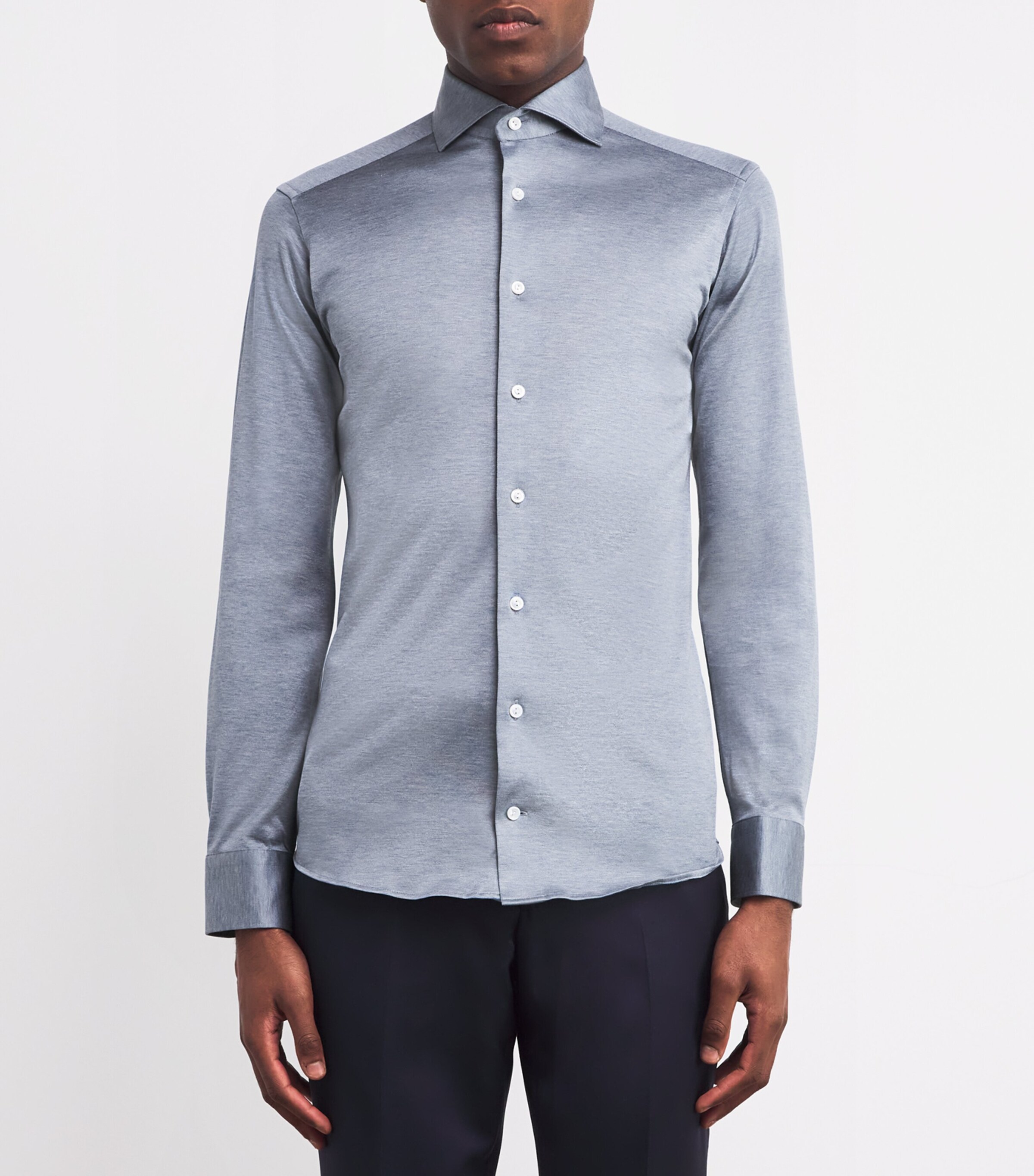 Cotton Slim-Fit Shirt 26 DARK BLUE Image 3