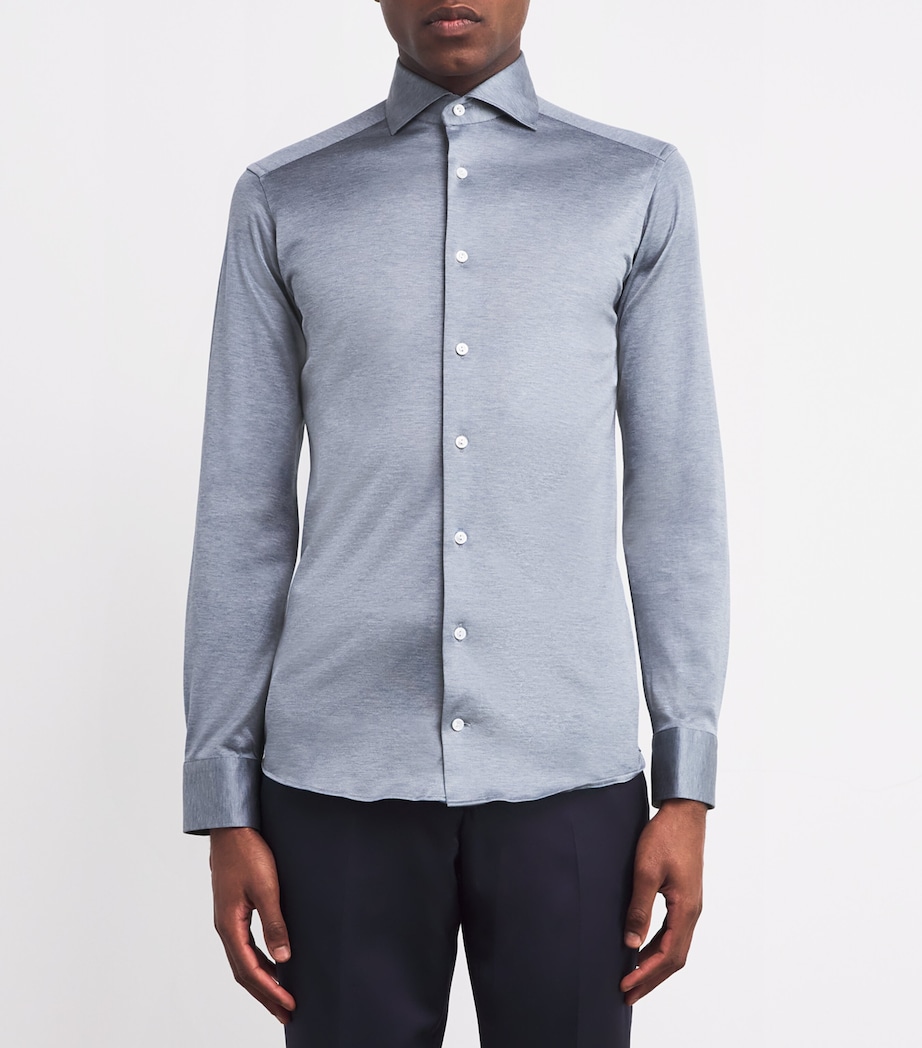 Cotton Slim-Fit Shirt 26 DARK BLUE Image 3