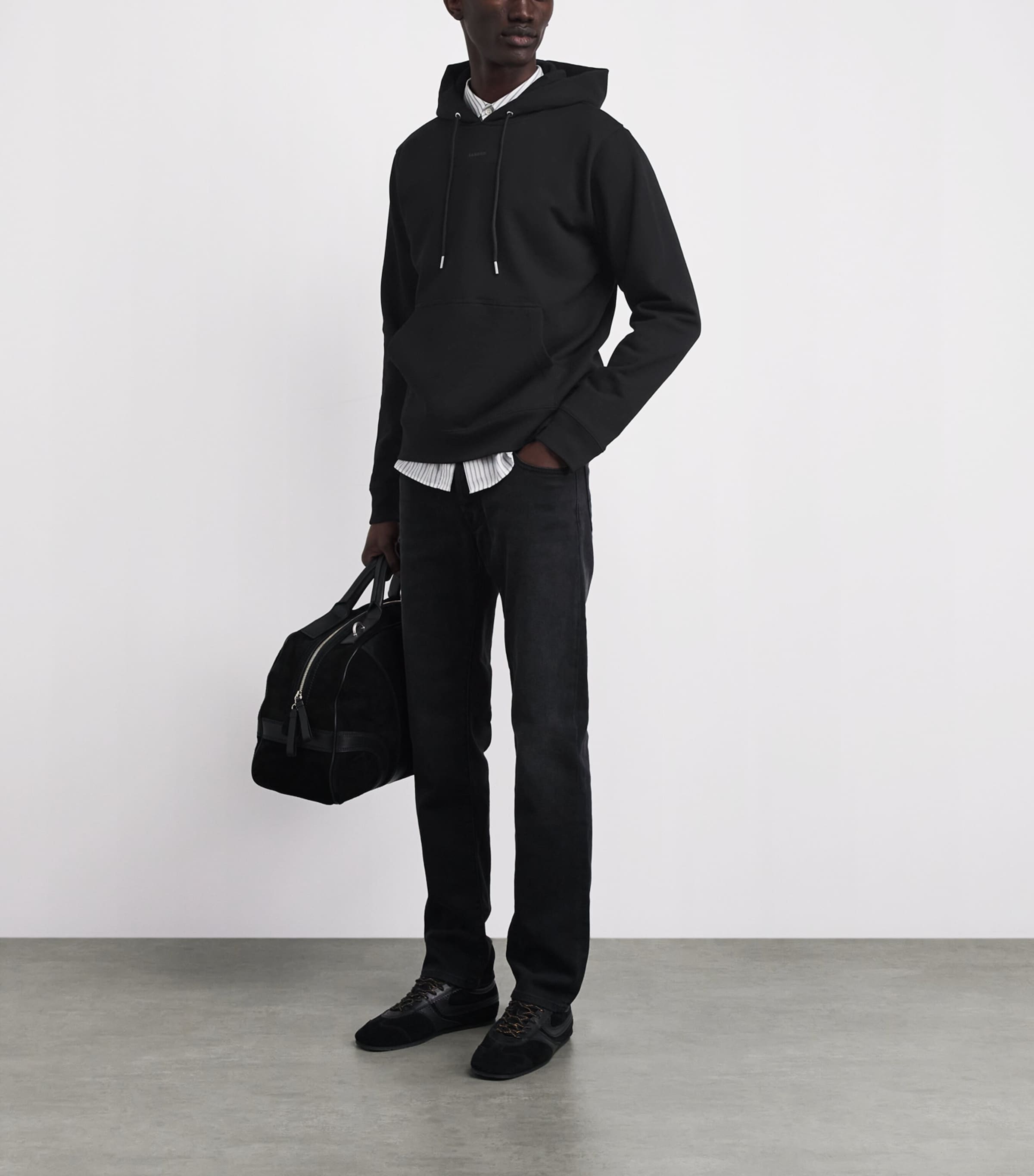 Sandro Paris Mens Cotton Logo Hoodie Black Image 2