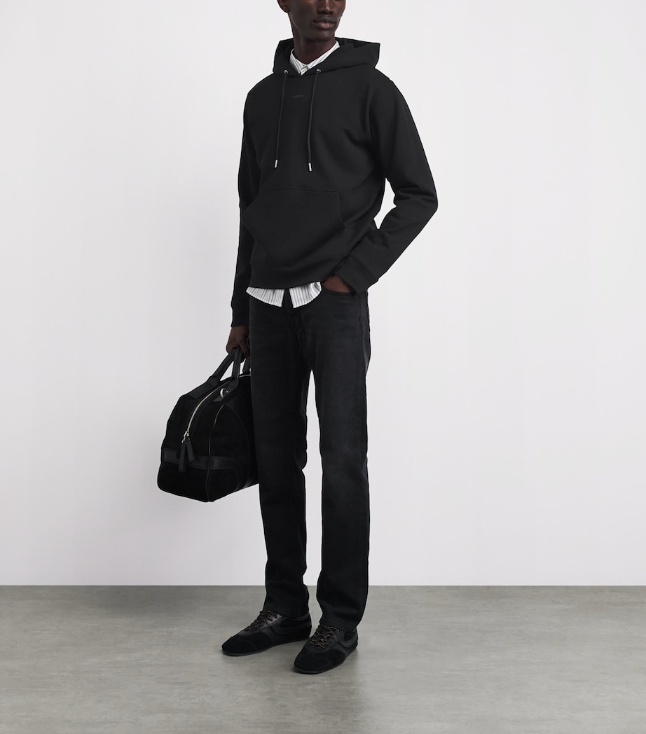 Sandro Paris Mens Cotton Logo Hoodie Black Image 2